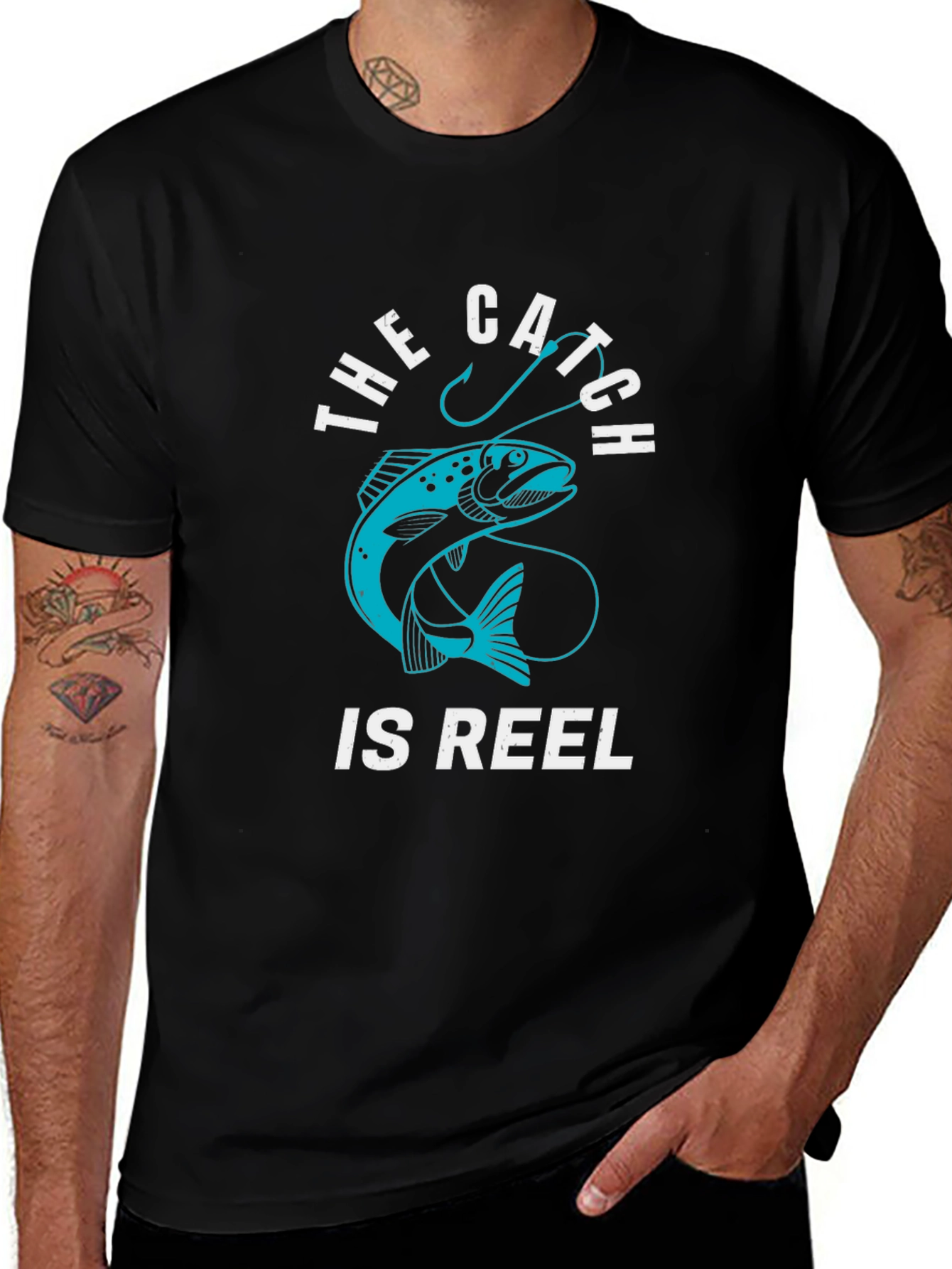 Fishing T-Shirt: The Catch Is Reel - Black