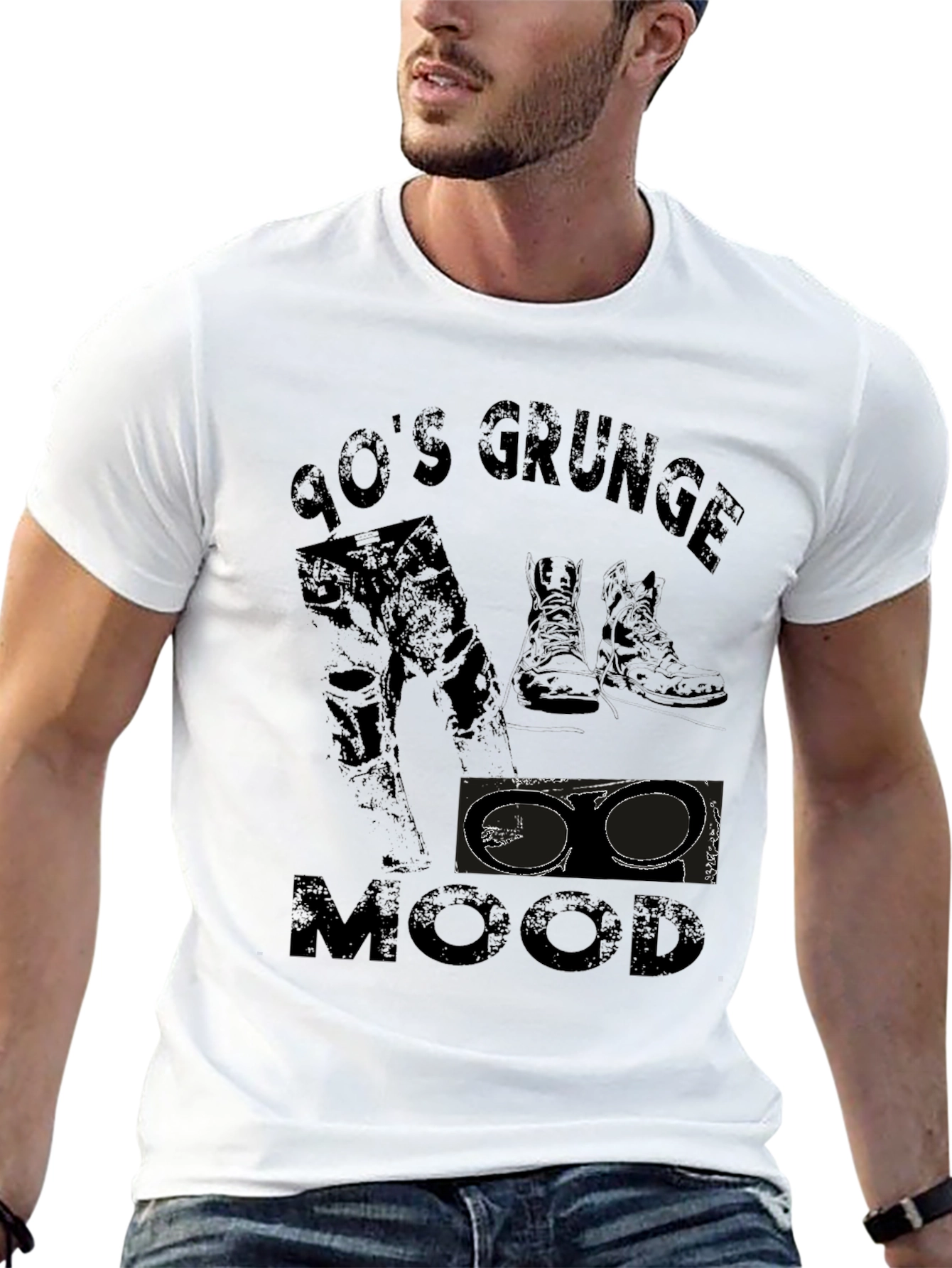 90s Grunge Mood Black T-Shirt