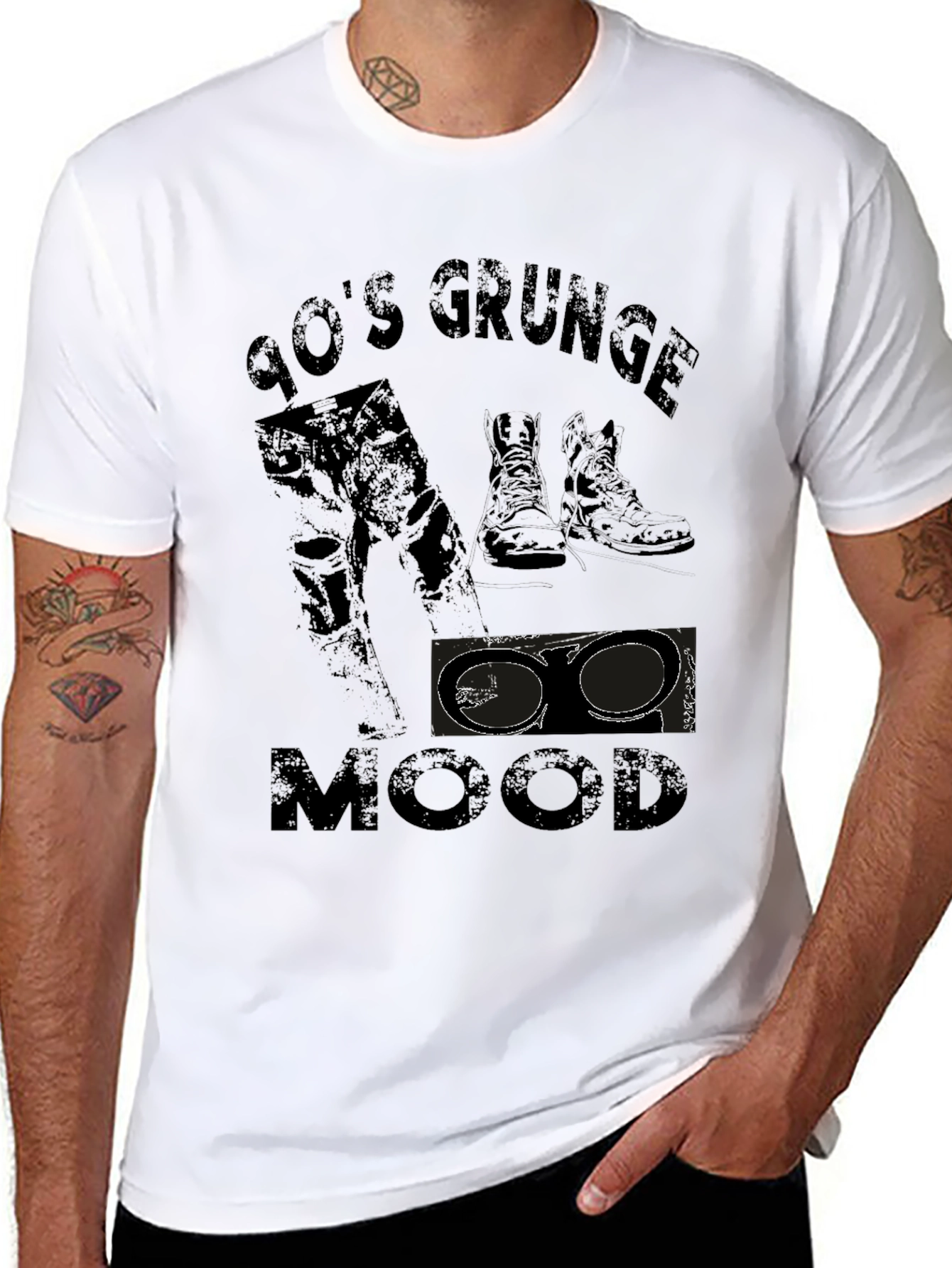 90s Grunge Mood Black T-Shirt