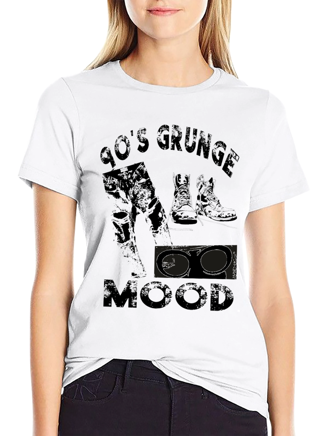 90s Grunge Mood Black T-Shirt