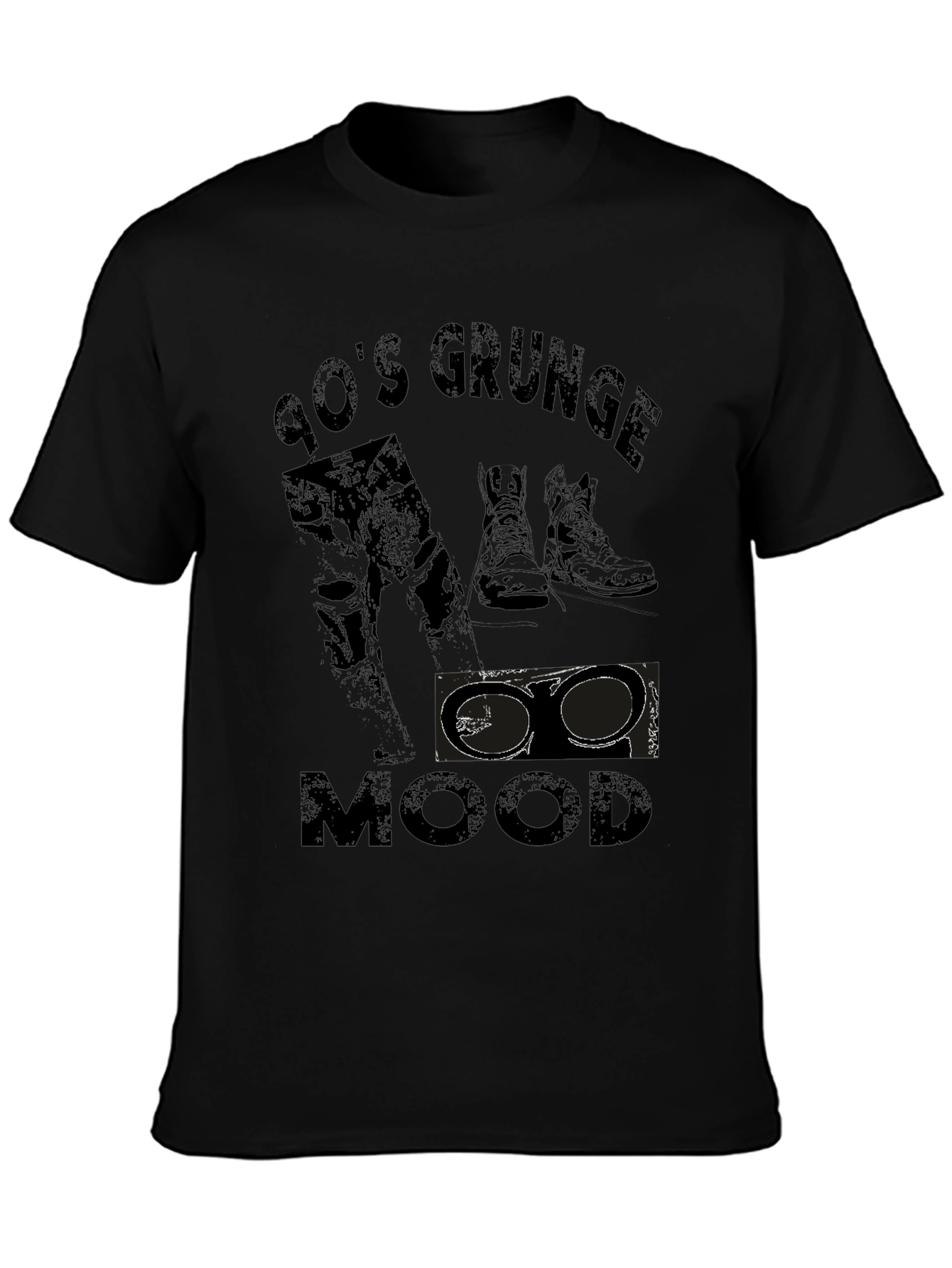 90s Grunge Mood Black T-Shirt