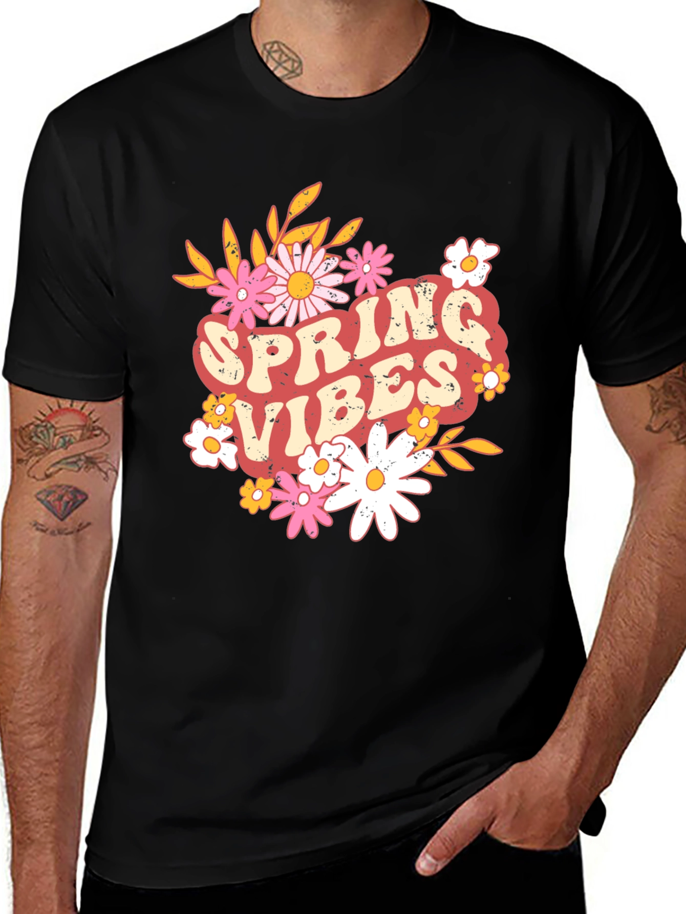 Spring Vibes Graphic Tee - Retro Floral T-Shirt