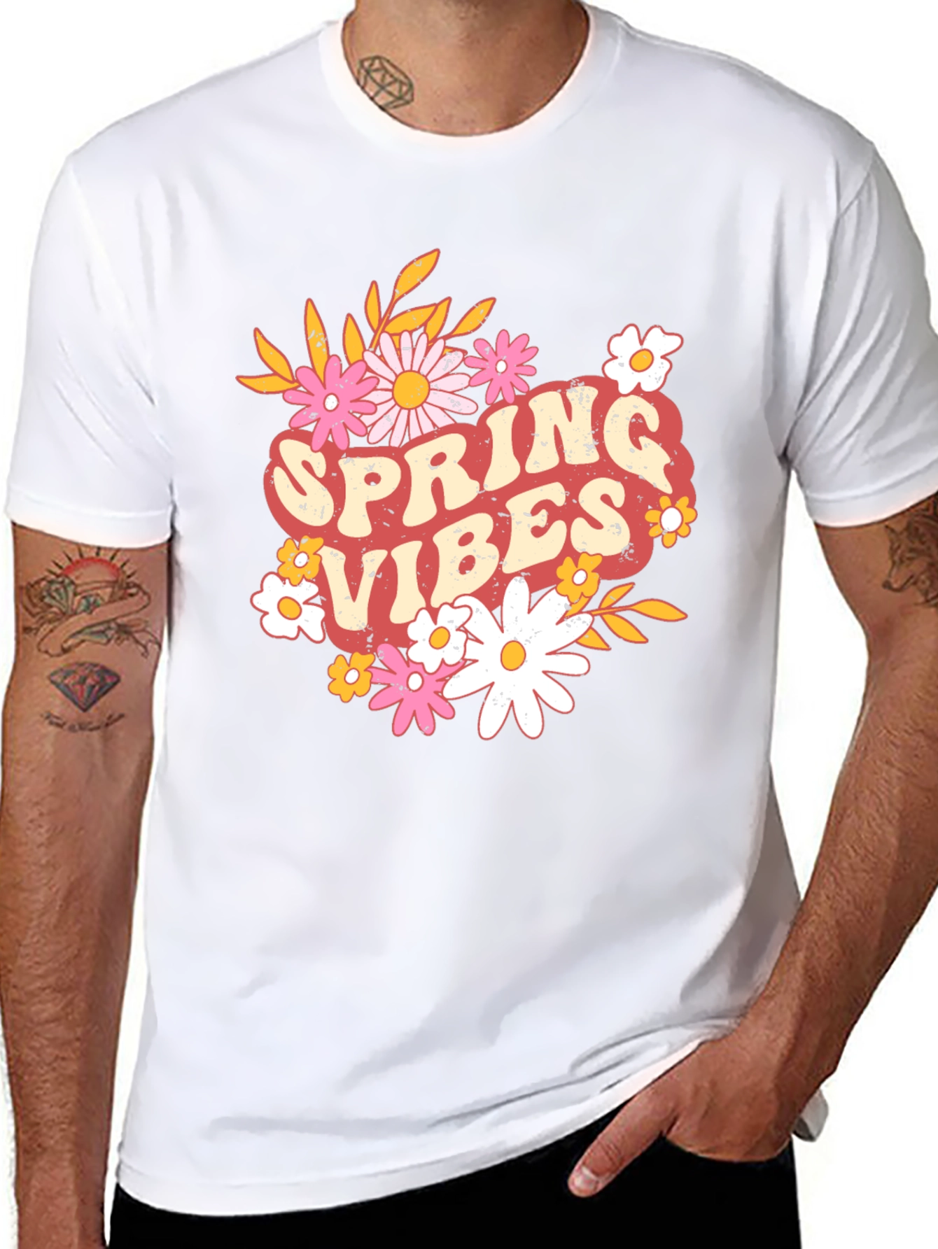 Spring Vibes Graphic Tee - Retro Floral T-Shirt