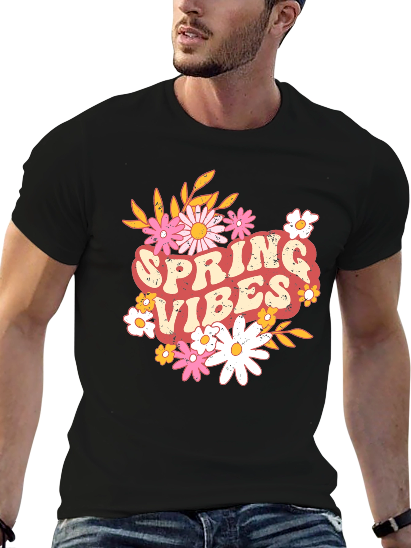 Spring Vibes Graphic Tee - Retro Floral T-Shirt