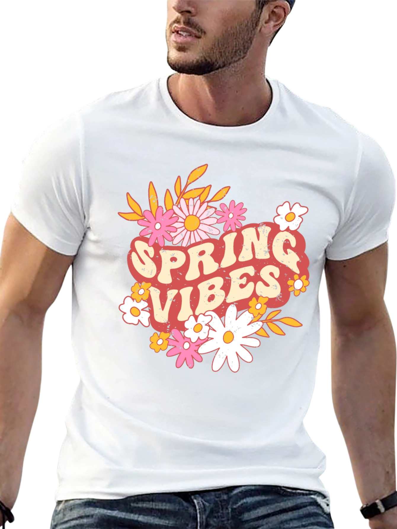 Spring Vibes Graphic Tee - Retro Floral T-Shirt