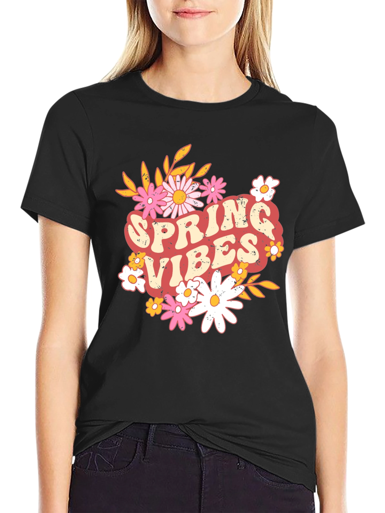 Spring Vibes Graphic Tee - Retro Floral T-Shirt