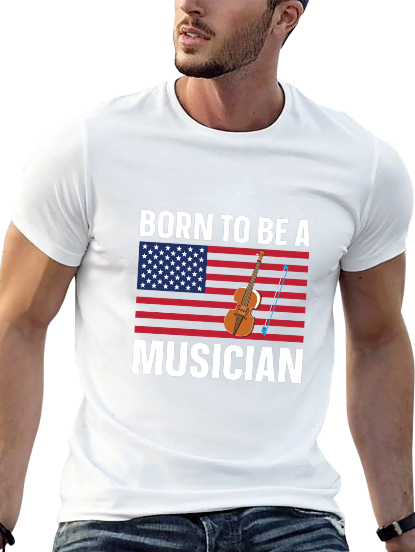 Born To Be A Musician USA Flag T-Shirt