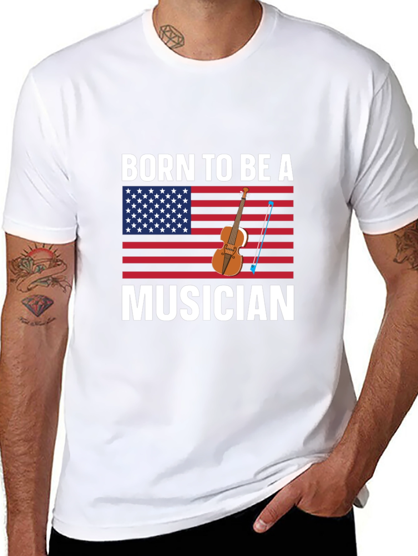 Born To Be A Musician USA Flag T-Shirt