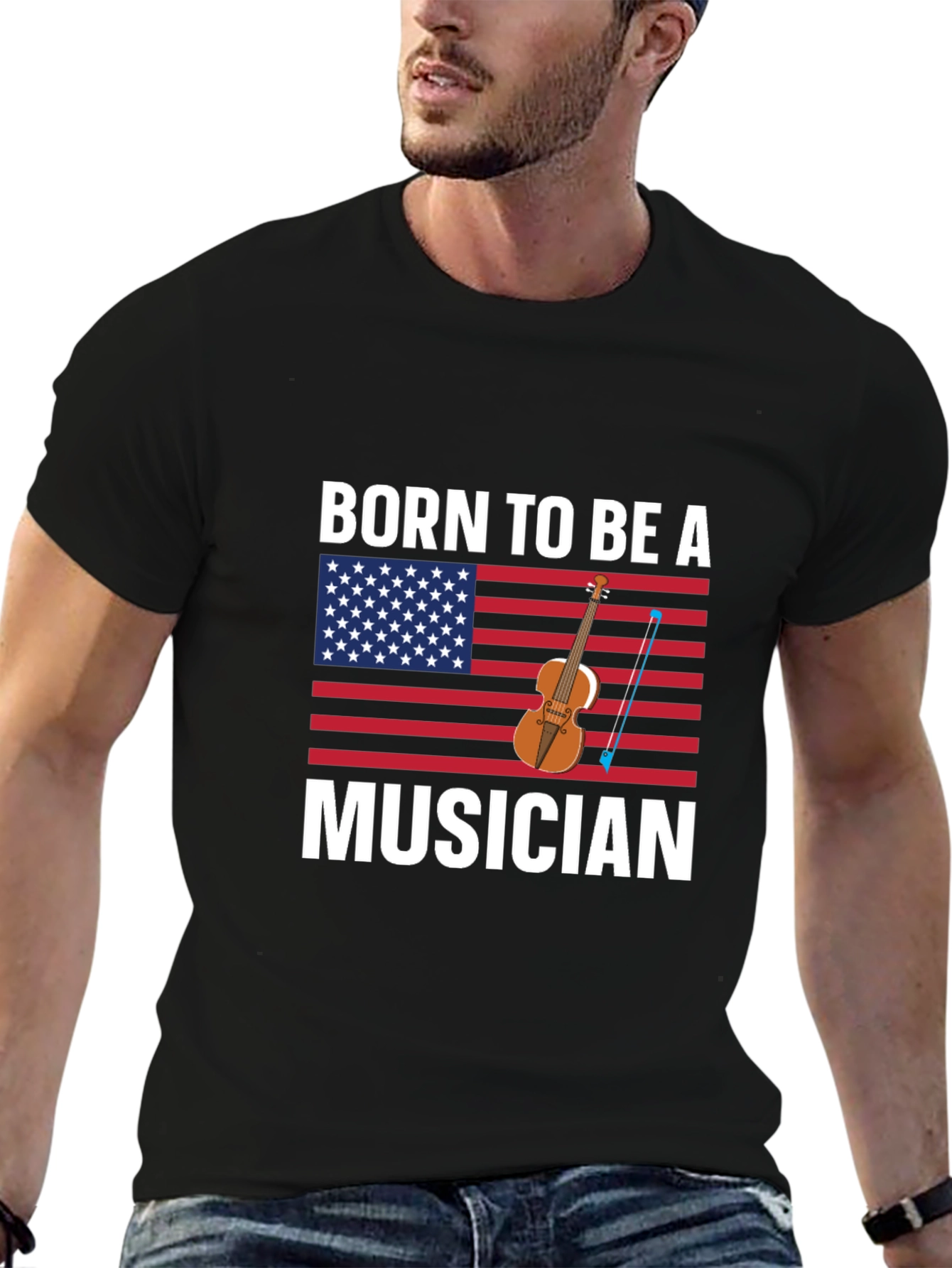 Born To Be A Musician USA Flag T-Shirt