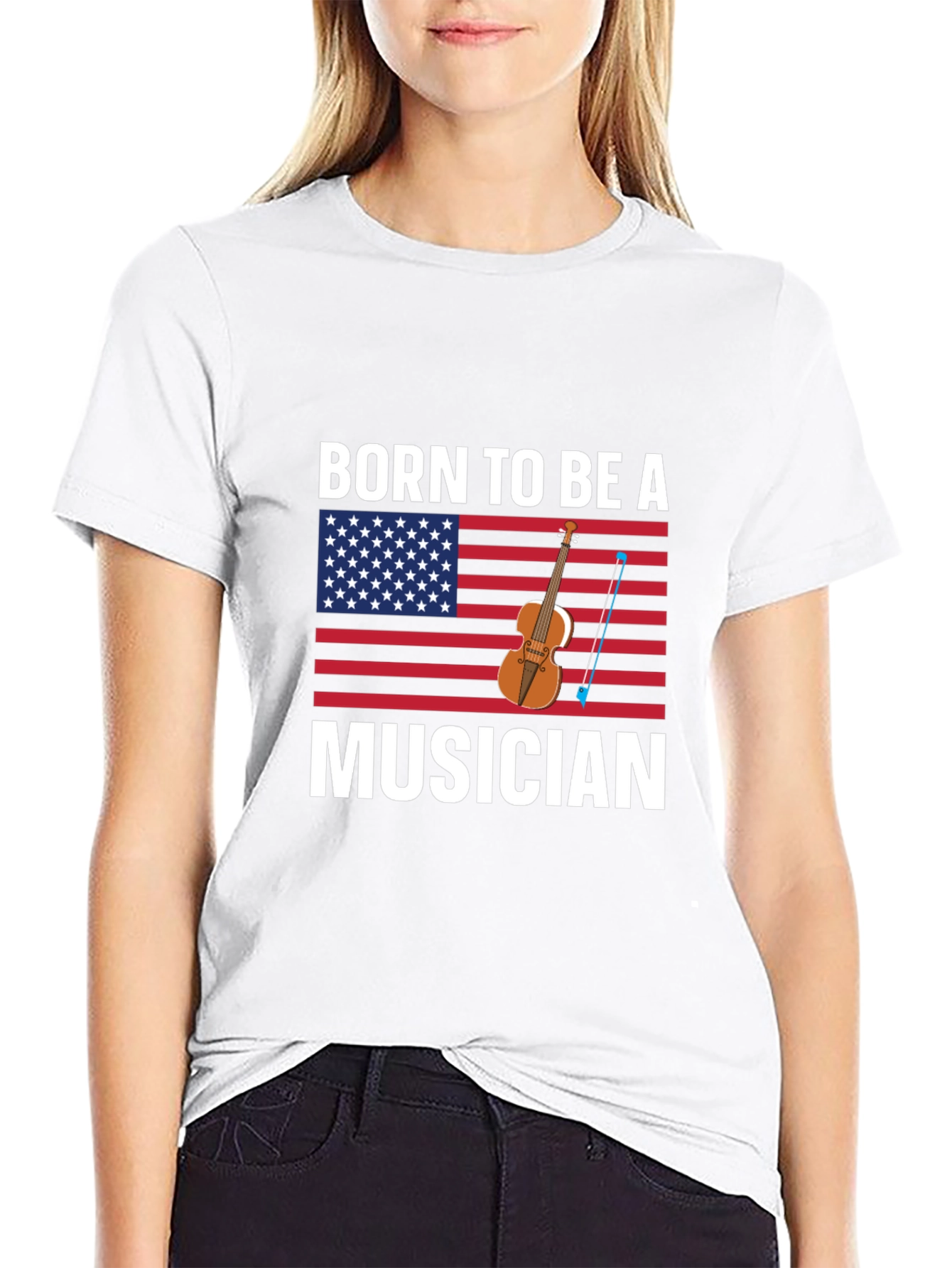 Born To Be A Musician USA Flag T-Shirt
