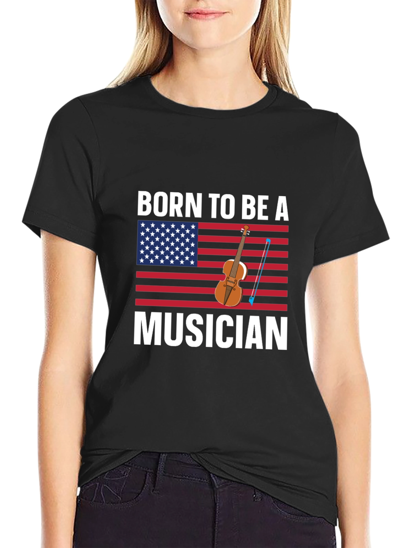 Born To Be A Musician USA Flag T-Shirt