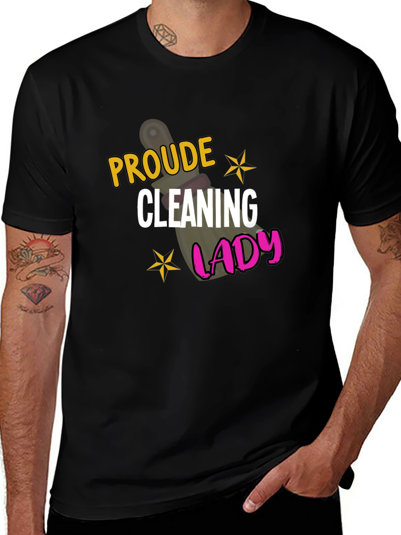 Proud Cleaning Lady Black Graphic Tee
