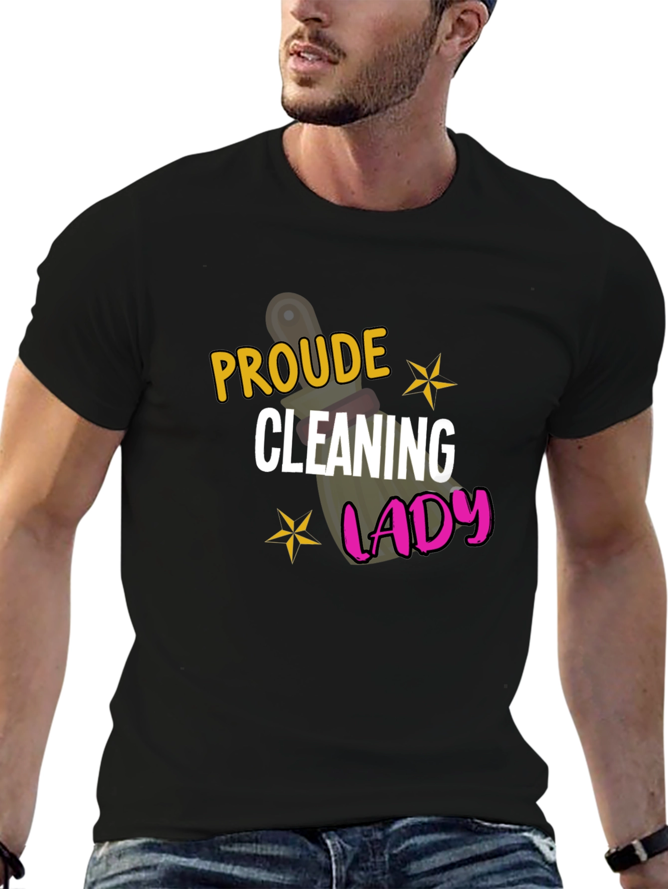 Proud Cleaning Lady Black Graphic Tee