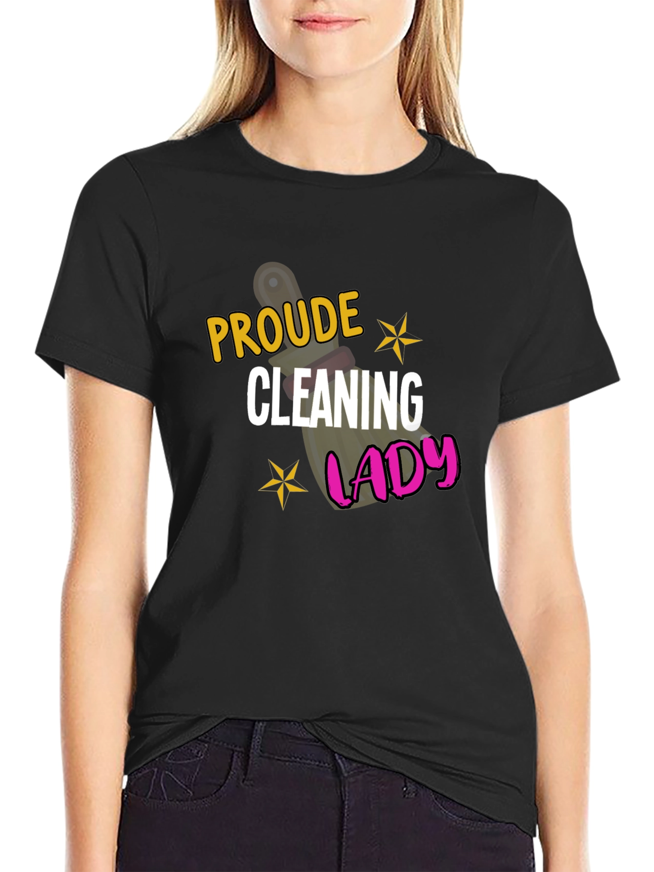 Proud Cleaning Lady Black Graphic Tee