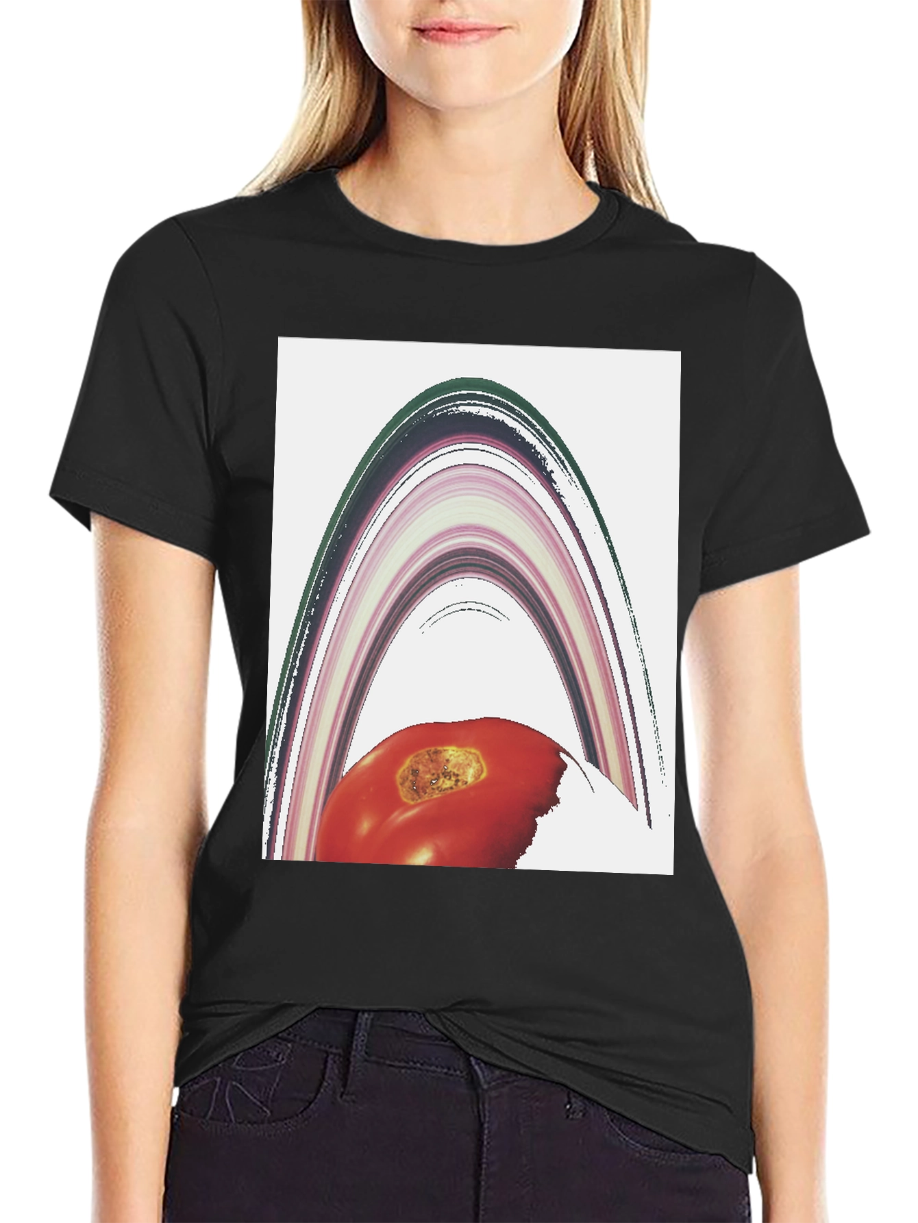Abstract Tomato Planet Graphic T-Shirt