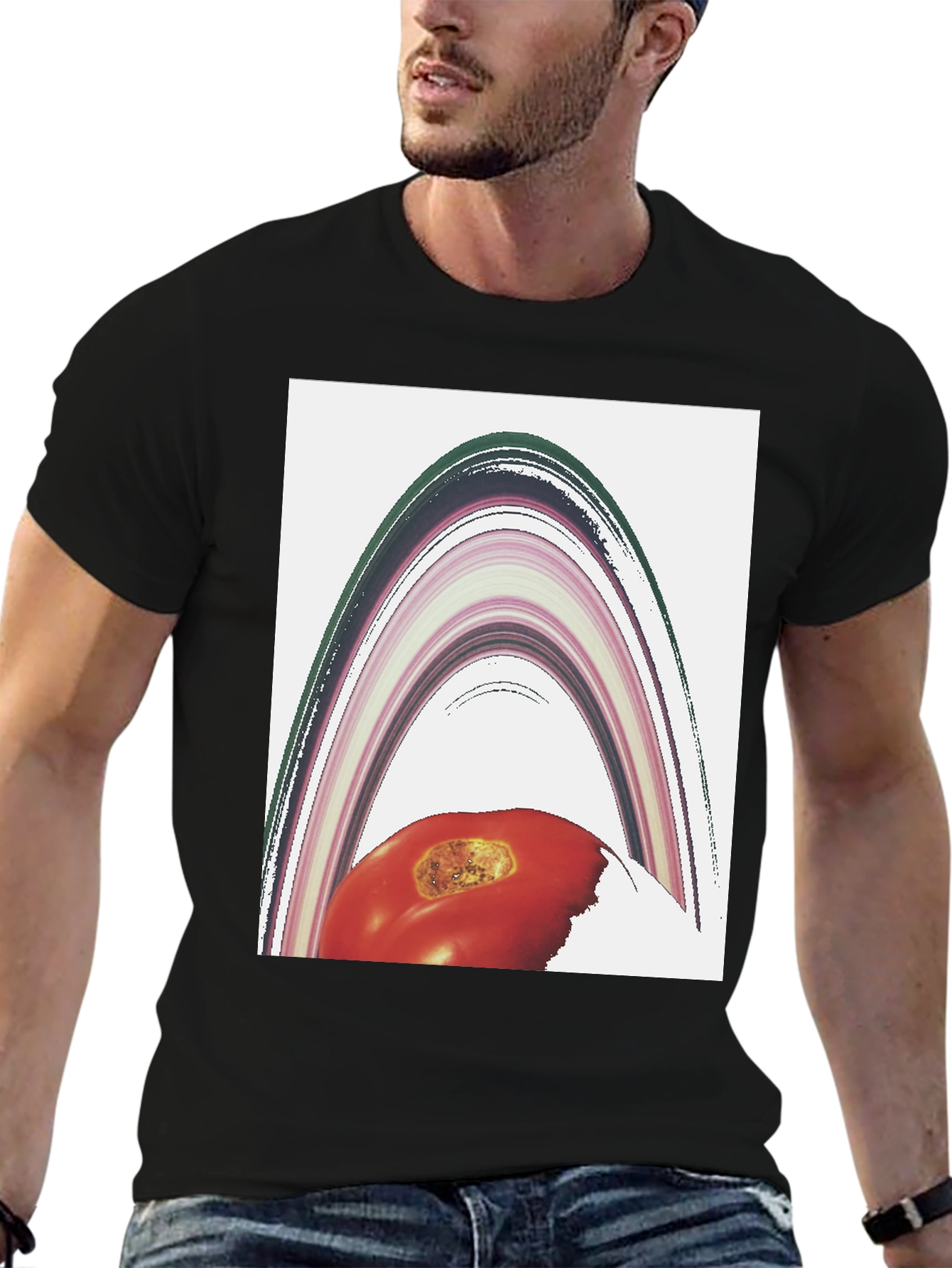Abstract Tomato Planet Graphic T-Shirt