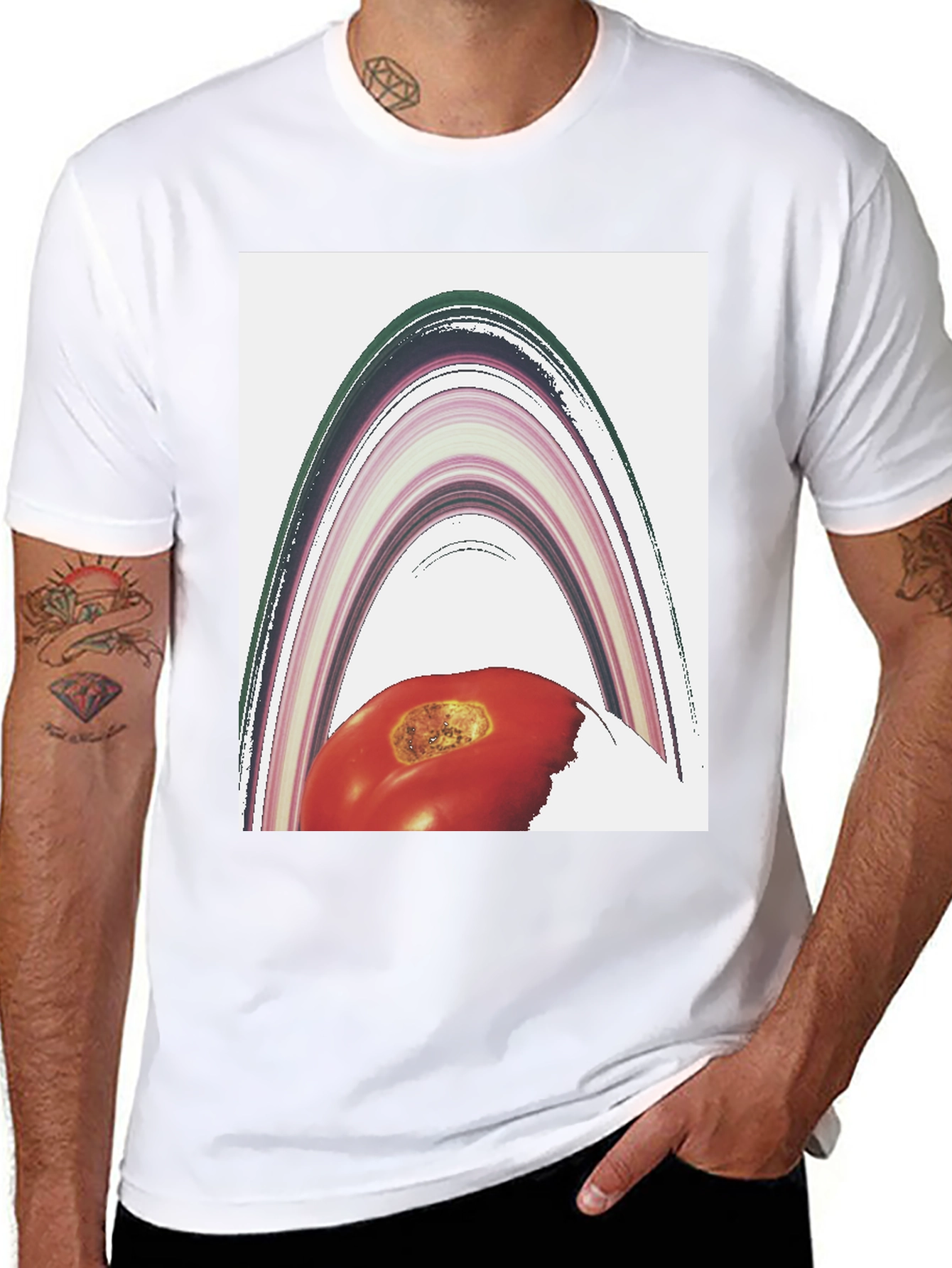 Abstract Tomato Planet Graphic T-Shirt
