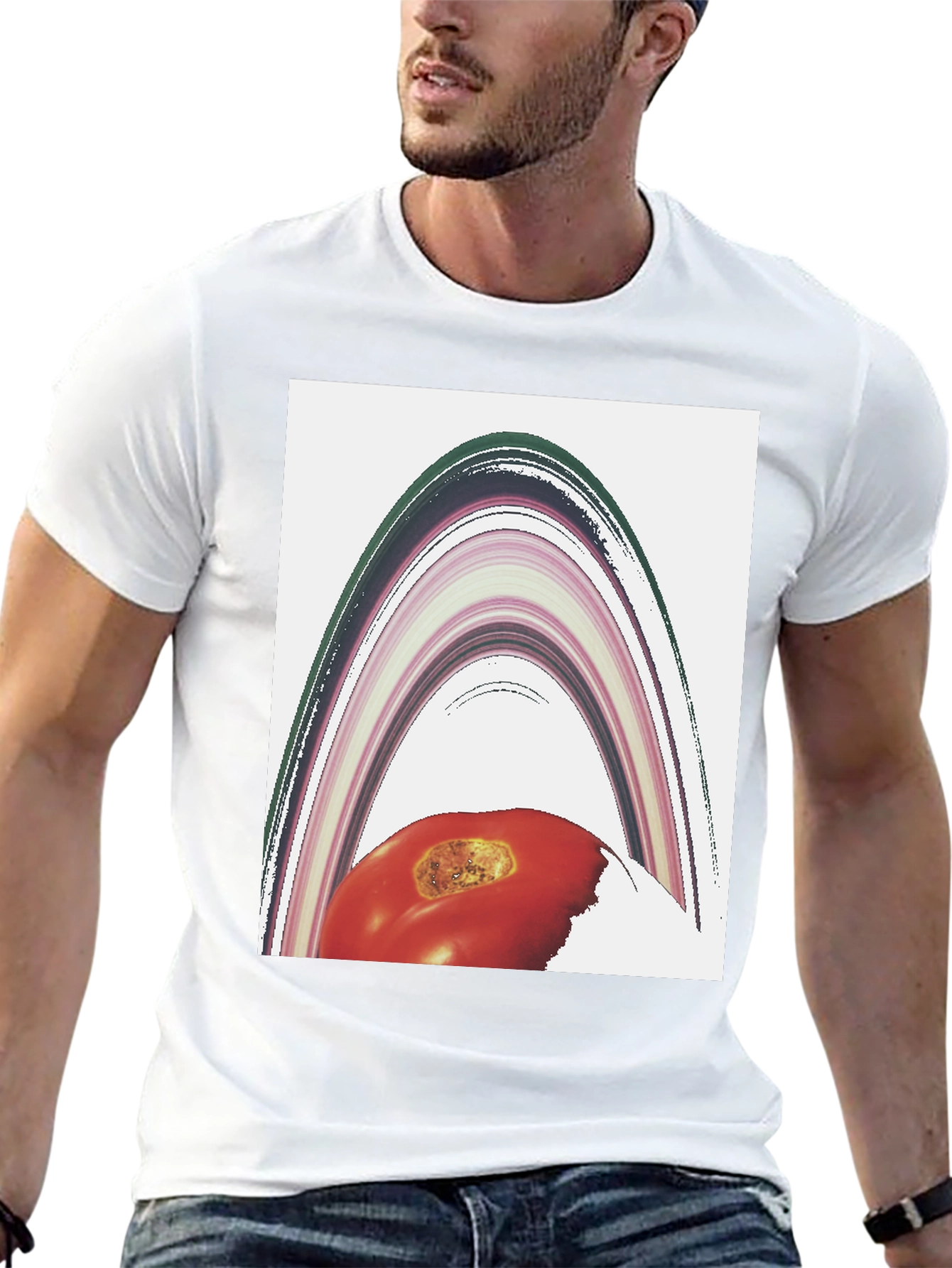 Abstract Tomato Planet Graphic T-Shirt