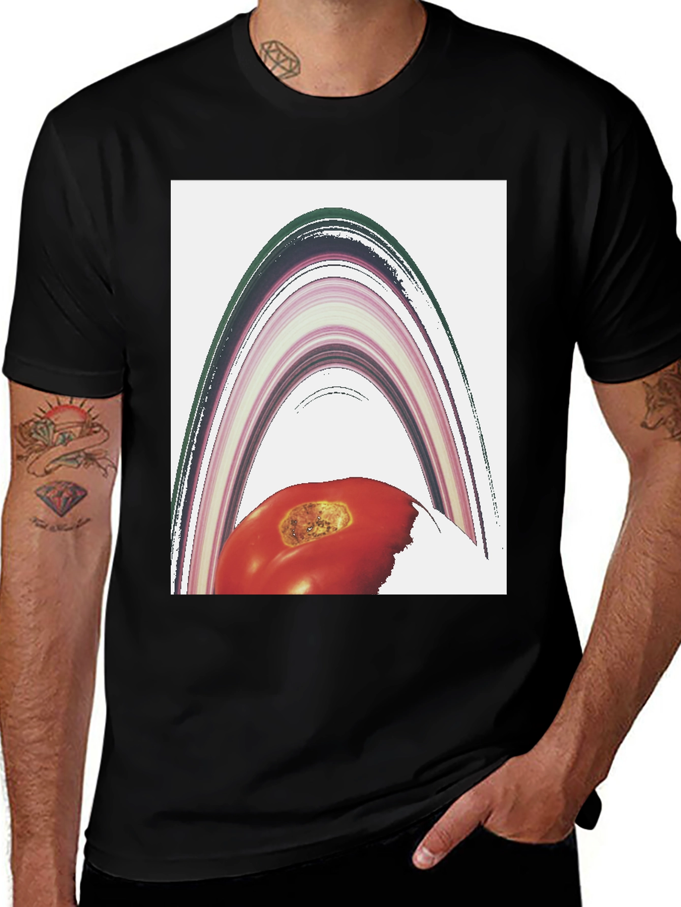 Abstract Tomato Planet Graphic T-Shirt