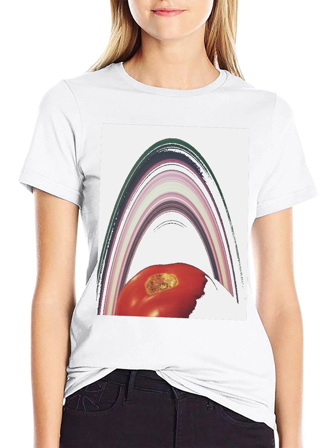 Abstract Tomato Planet Graphic T-Shirt