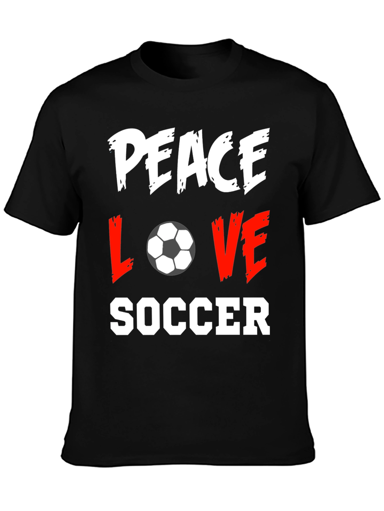 Peace Love Soccer Black T-Shirt