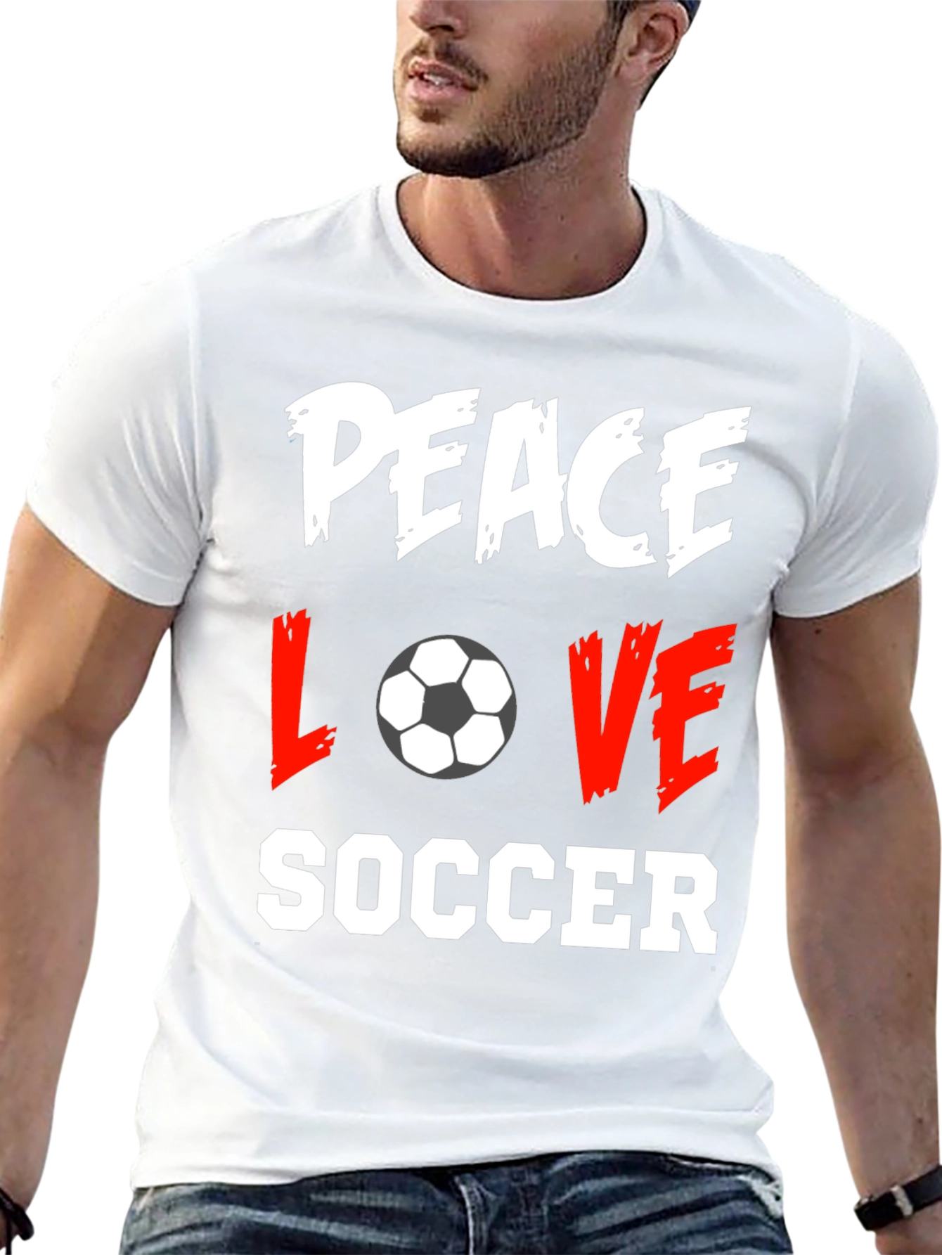 Peace Love Soccer Black T-Shirt