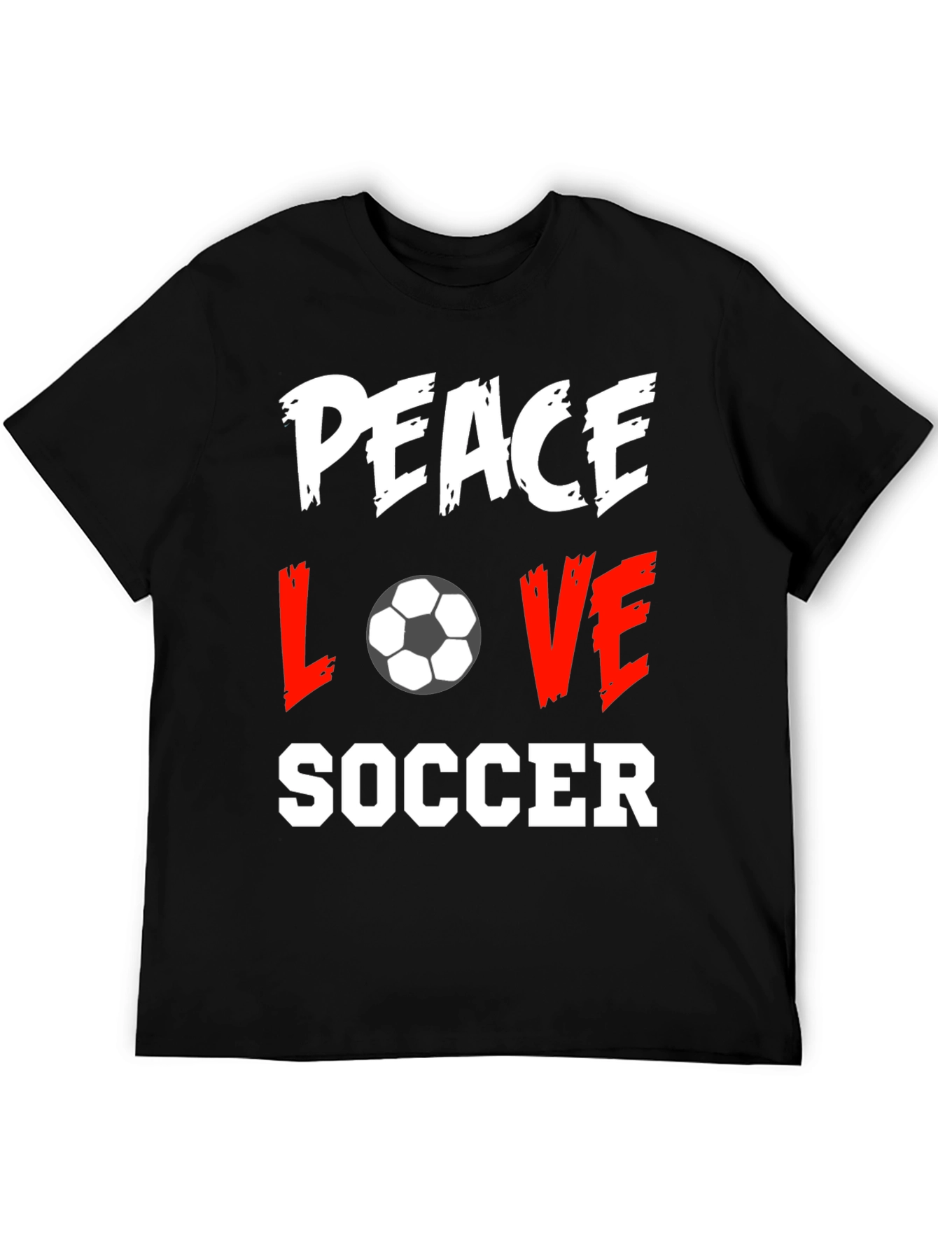 Peace Love Soccer Black T-Shirt