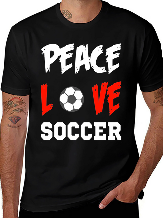 Peace Love Soccer Black T-Shirt