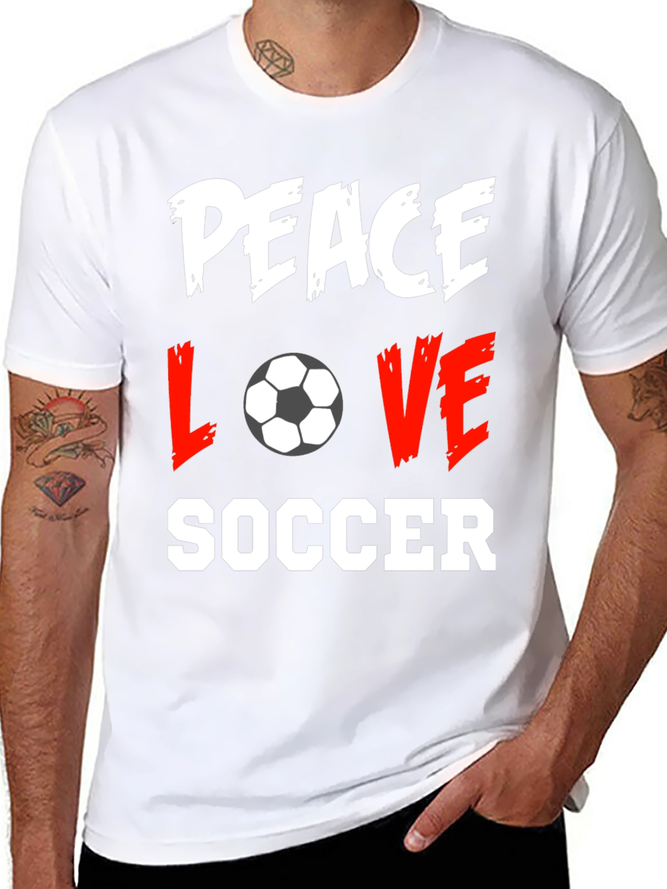 Peace Love Soccer Black T-Shirt