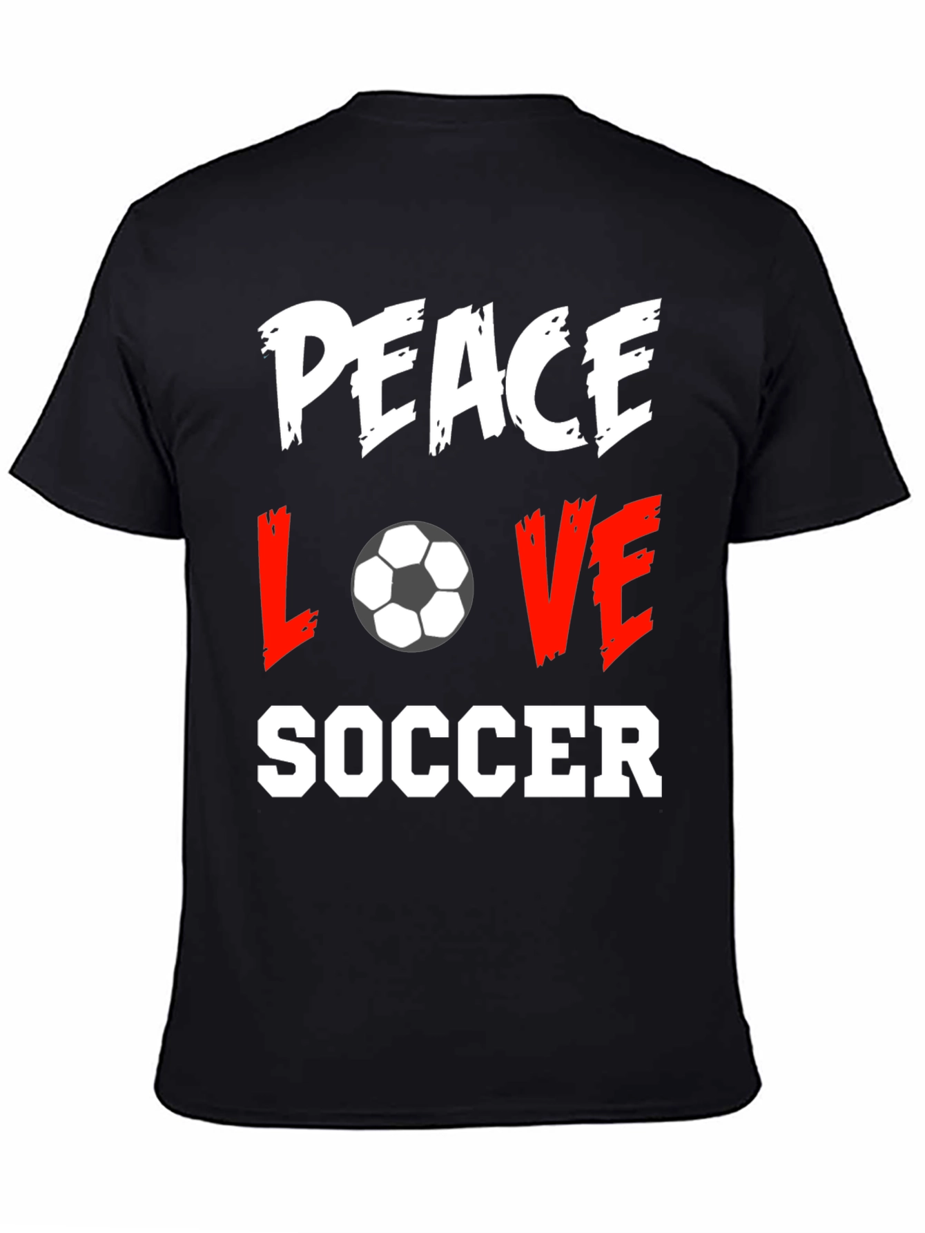 Peace Love Soccer Black T-Shirt