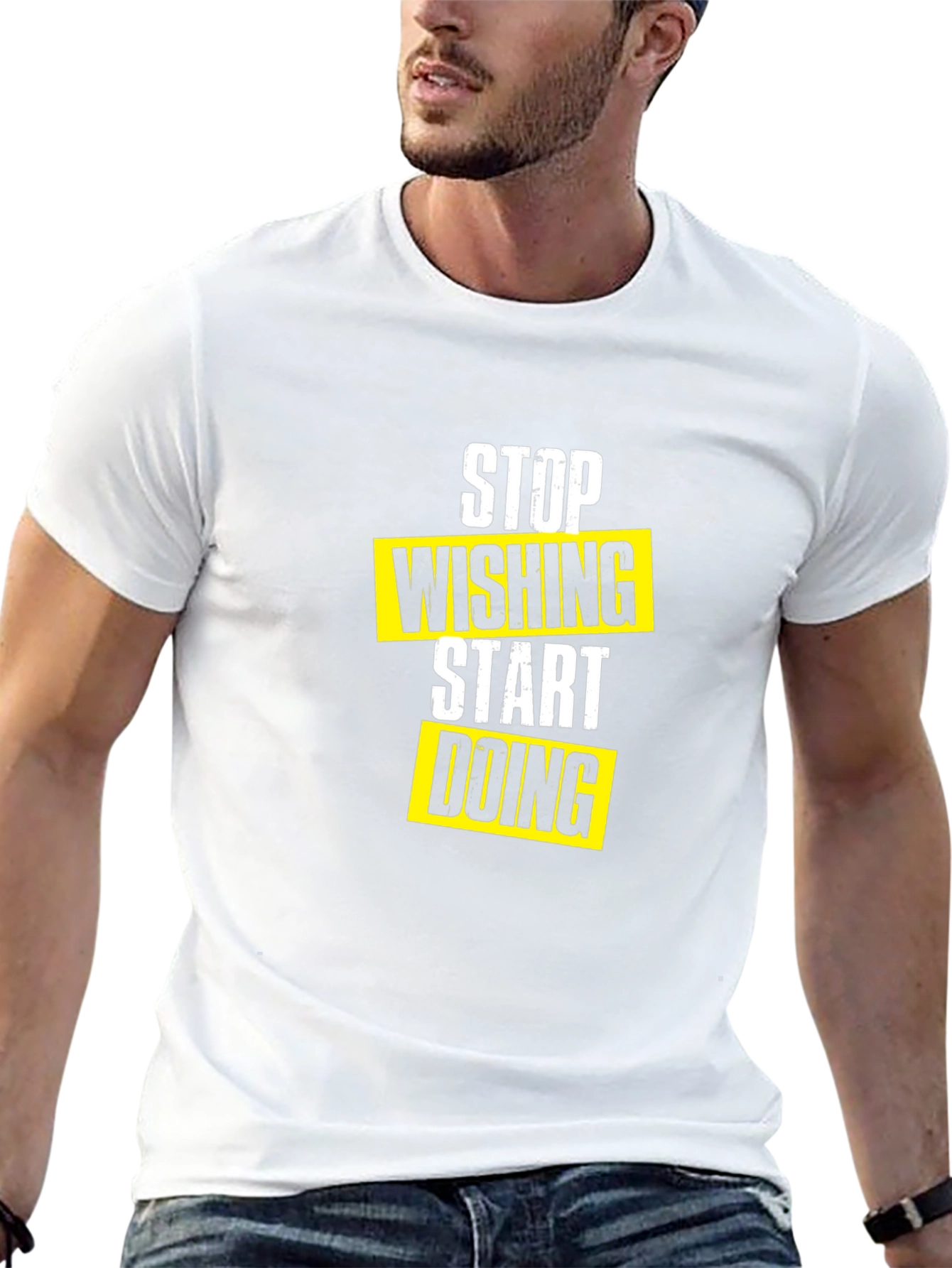 Stop Wishing Start Doing Black Graphic Tee