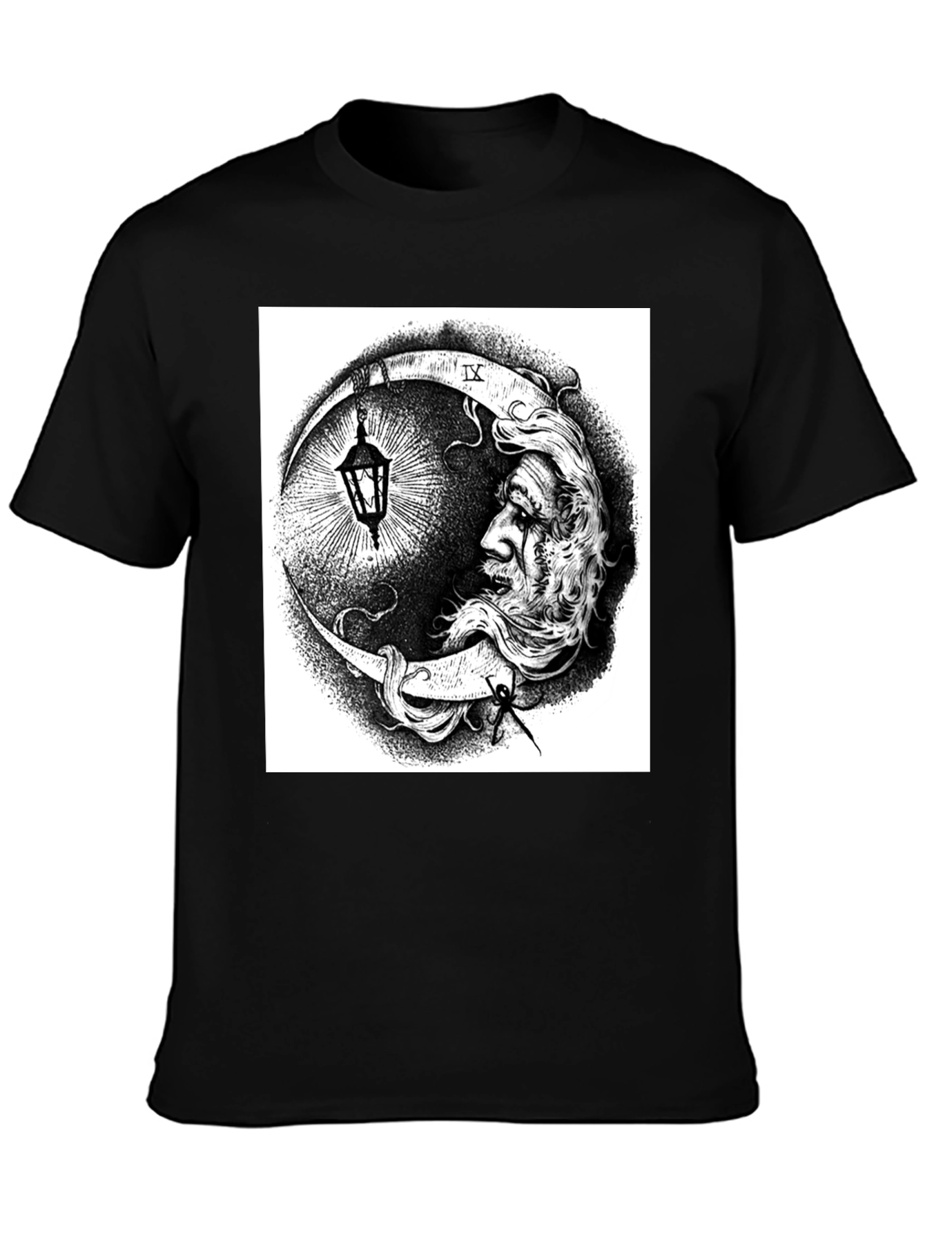 Moon Man Graphic Print Black T-Shirt