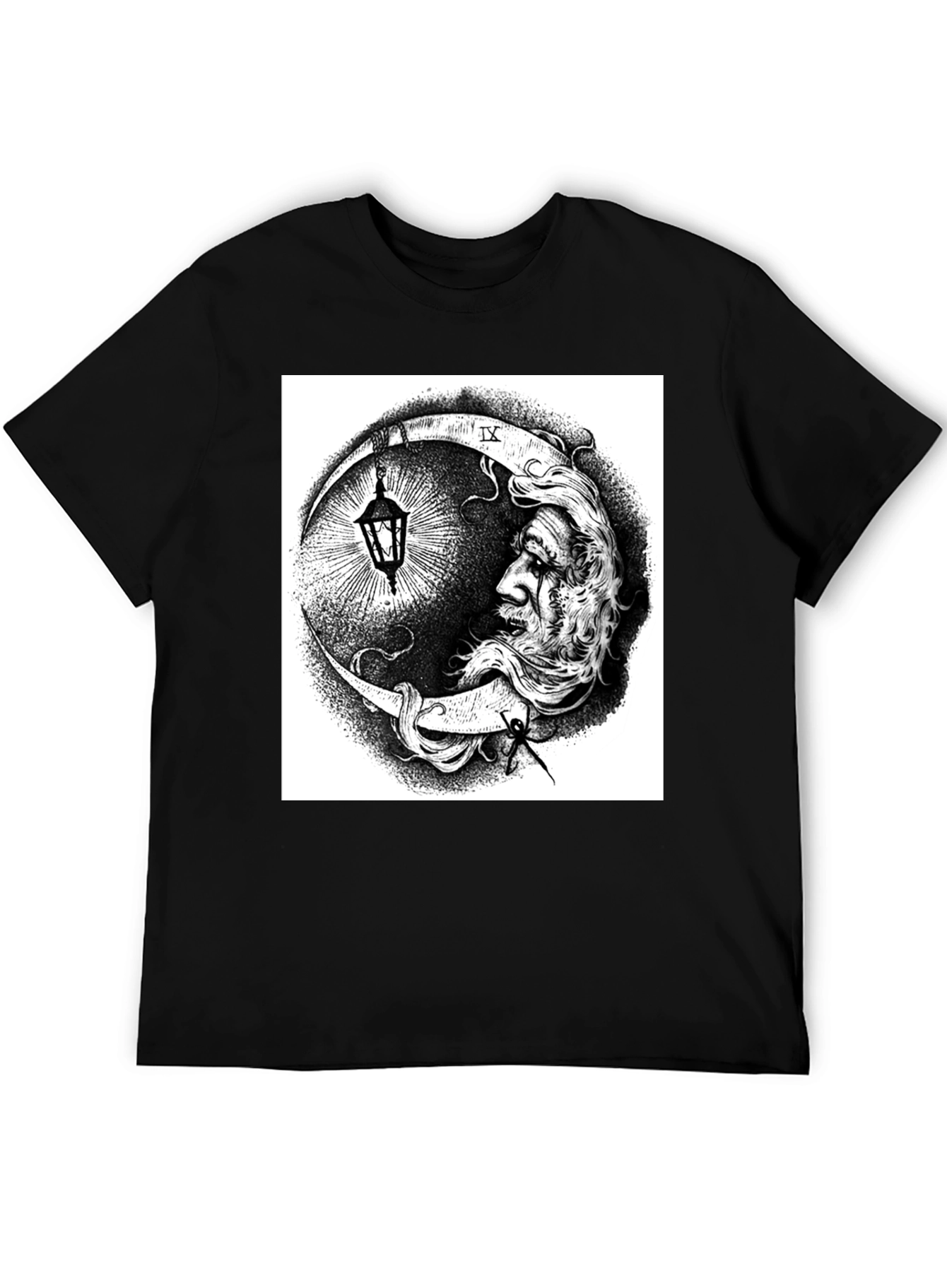Moon Man Graphic Print Black T-Shirt