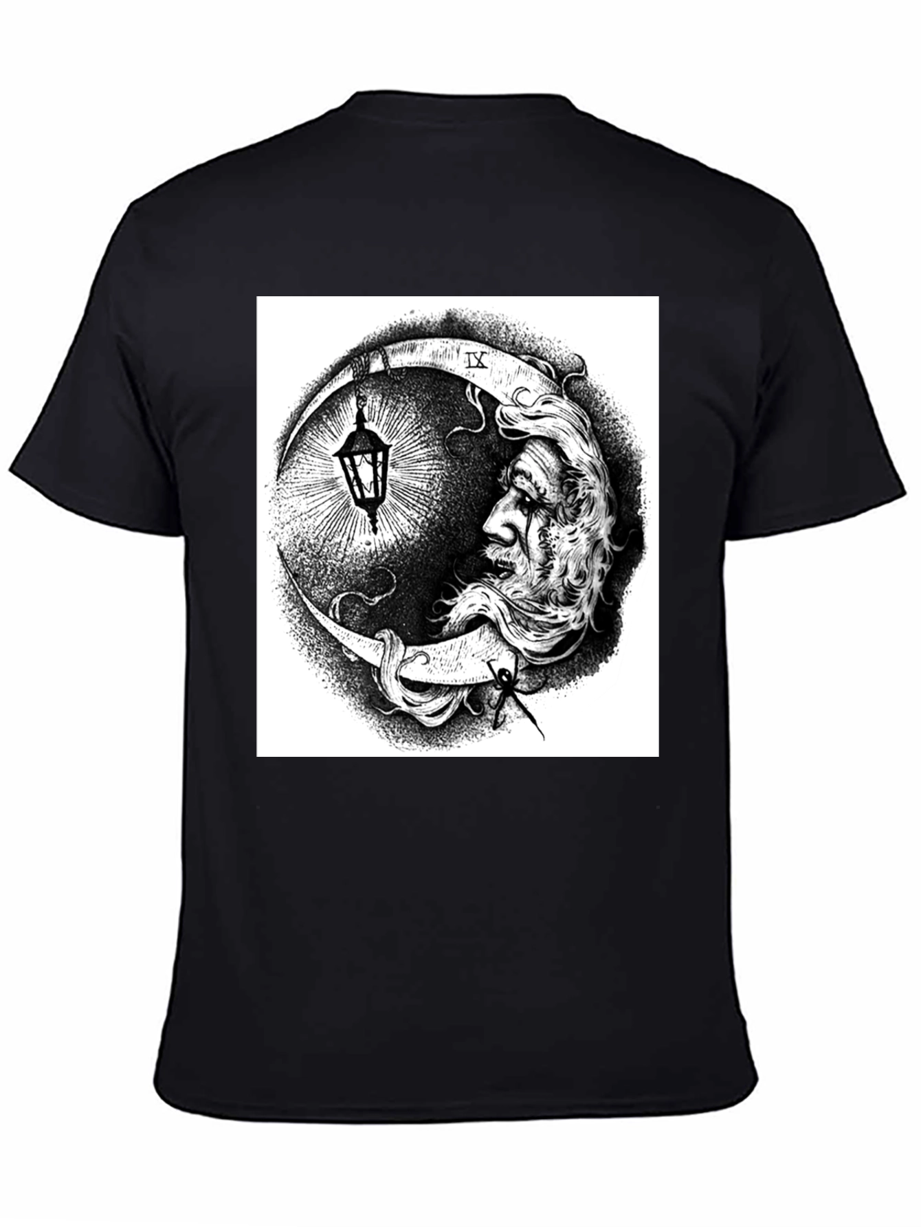 Moon Man Graphic Print Black T-Shirt