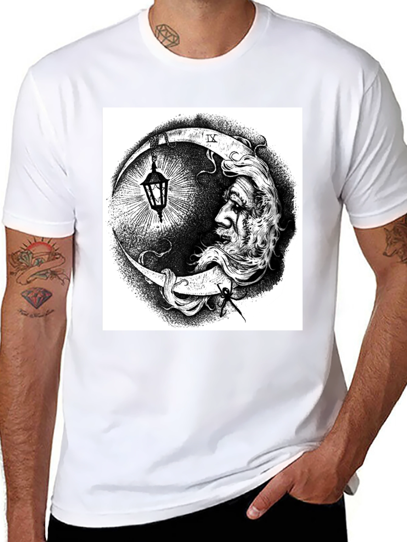 Moon Man Graphic Print Black T-Shirt