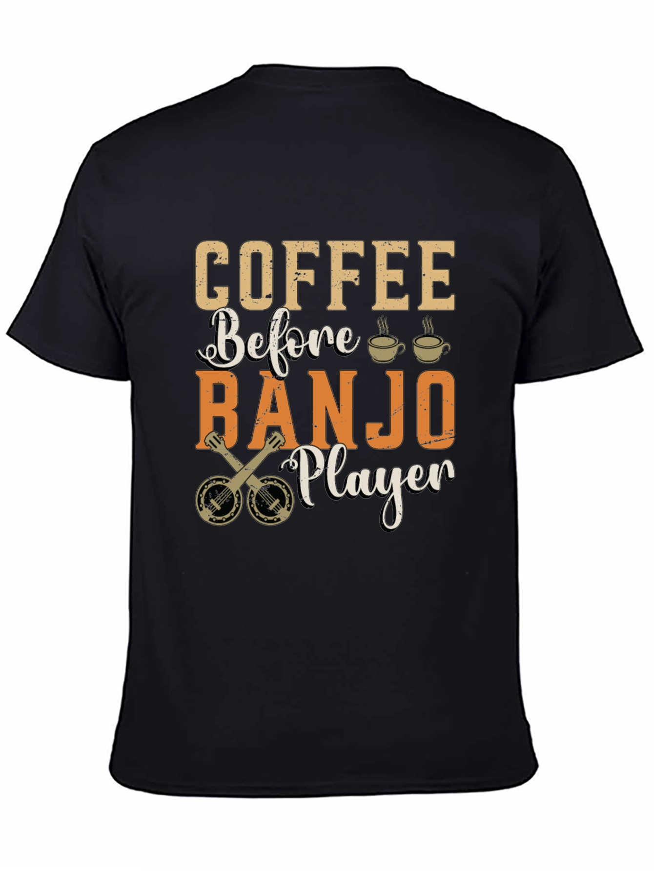 Coffee Before Banjo Player Graphic T-Shirt