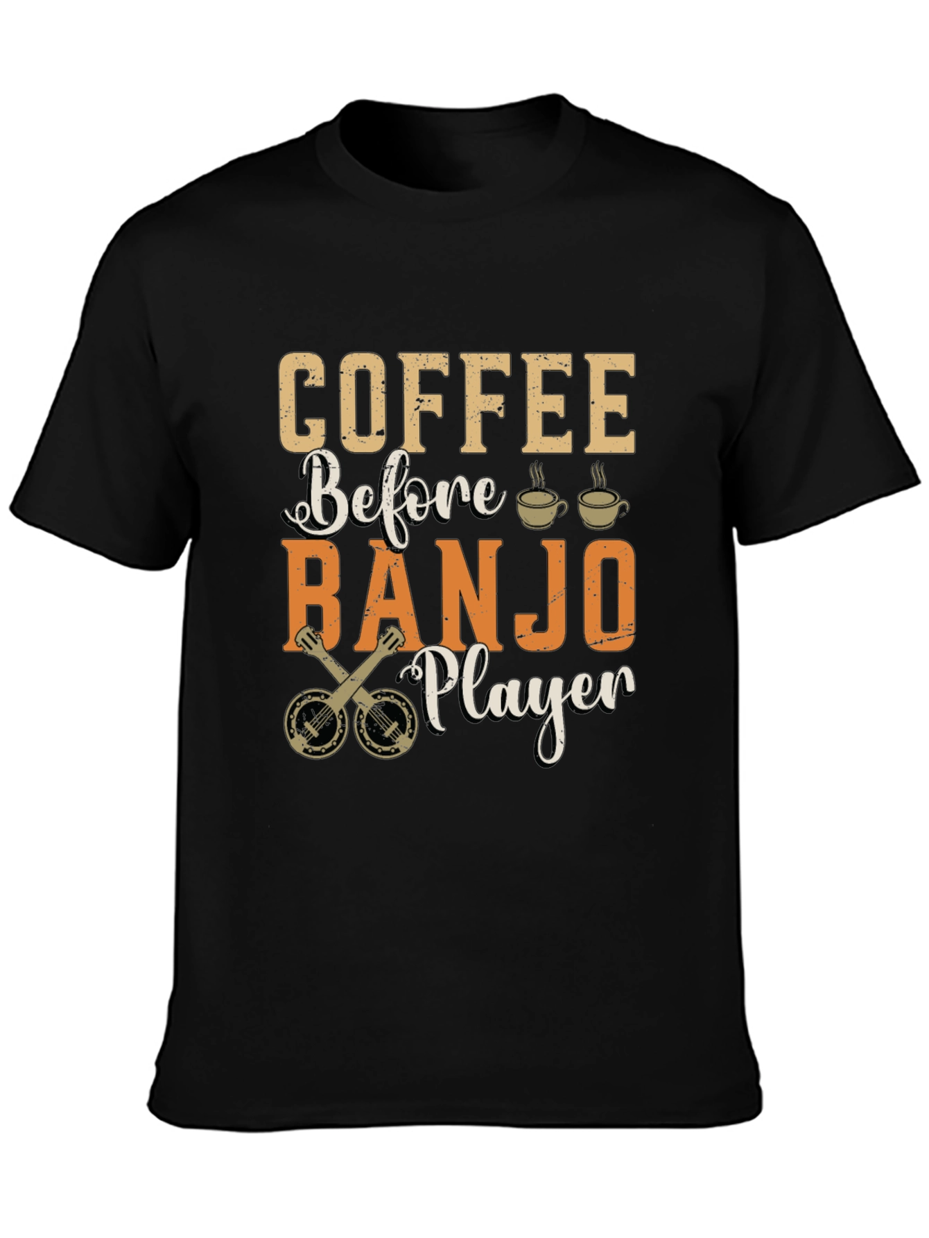 Coffee Before Banjo Player Graphic T-Shirt