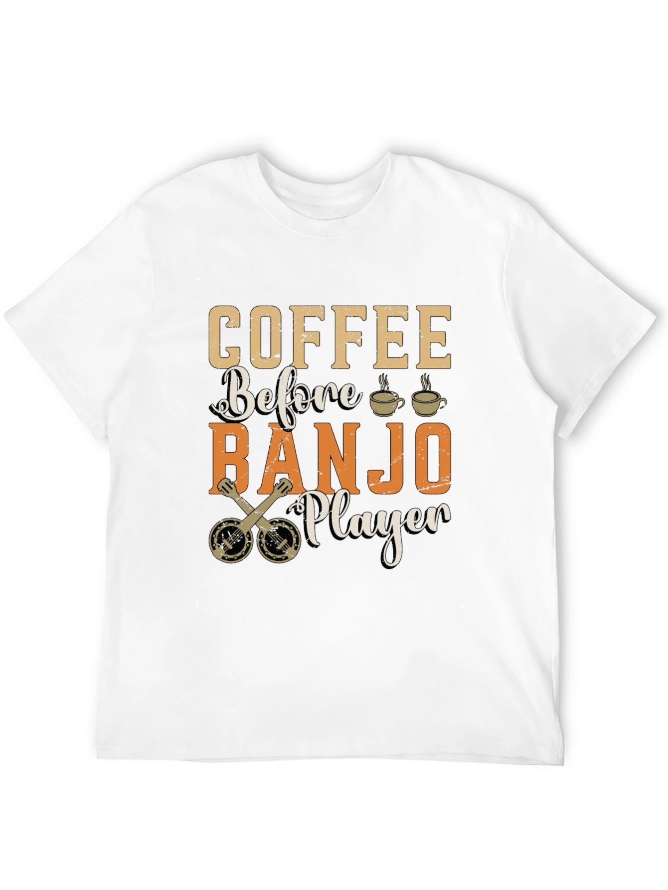 Coffee Before Banjo Player Graphic T-Shirt
