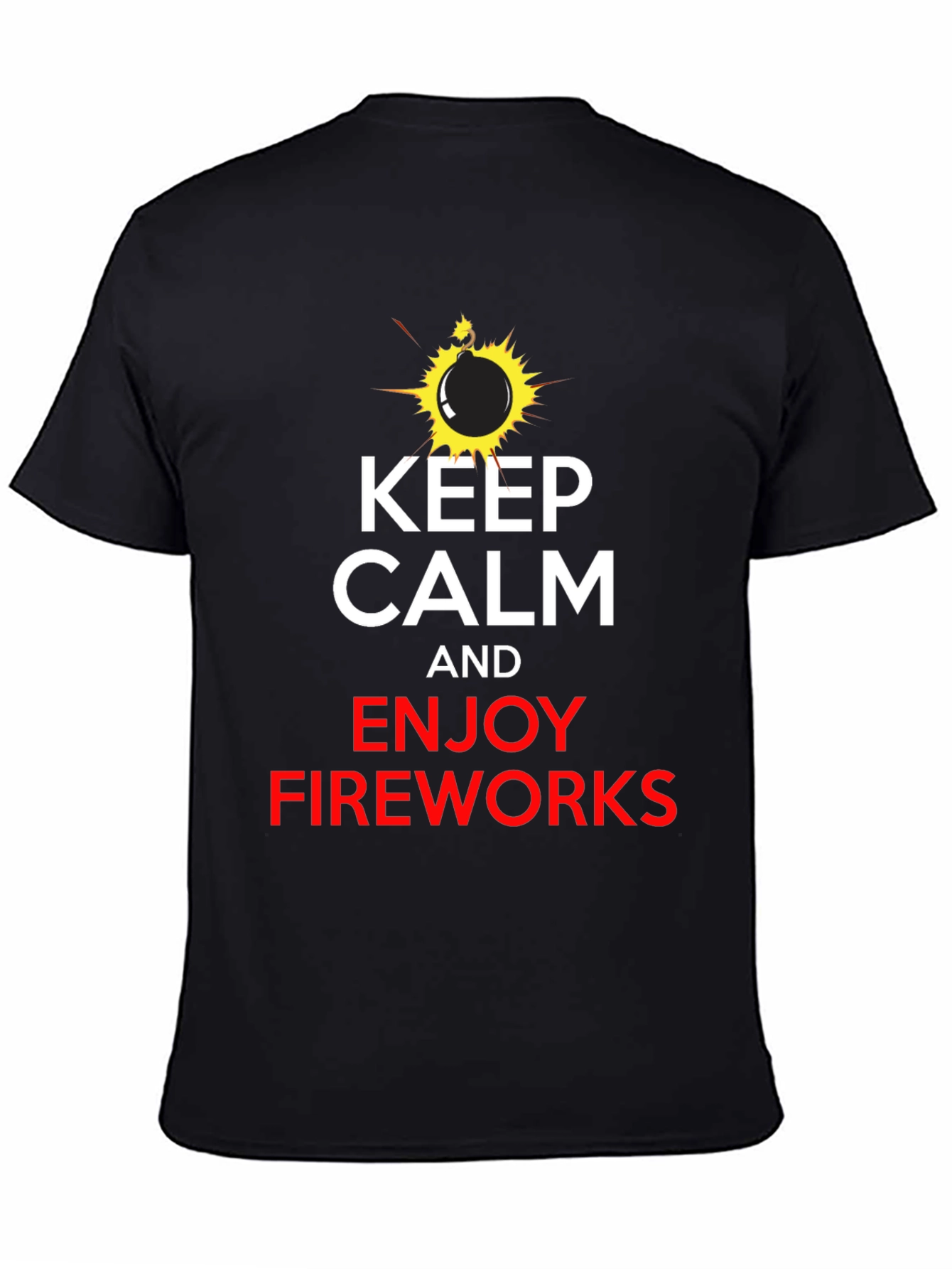 Keep Calm & Enjoy Fireworks Black T-Shirt