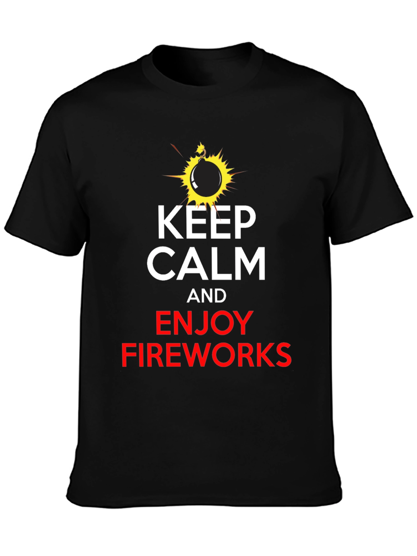 Keep Calm & Enjoy Fireworks Black T-Shirt