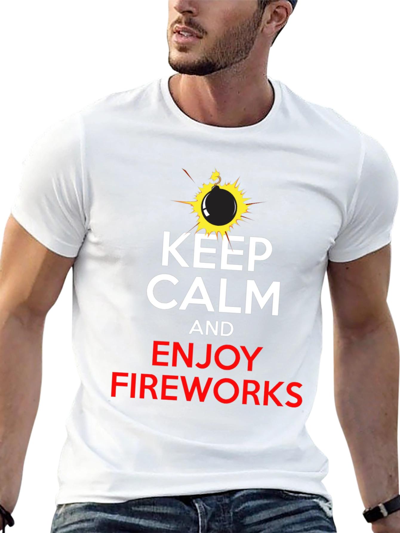 Keep Calm & Enjoy Fireworks Black T-Shirt