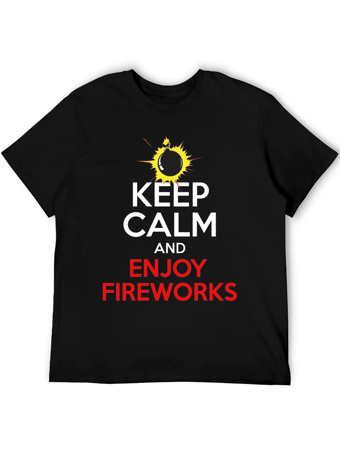Keep Calm & Enjoy Fireworks Black T-Shirt