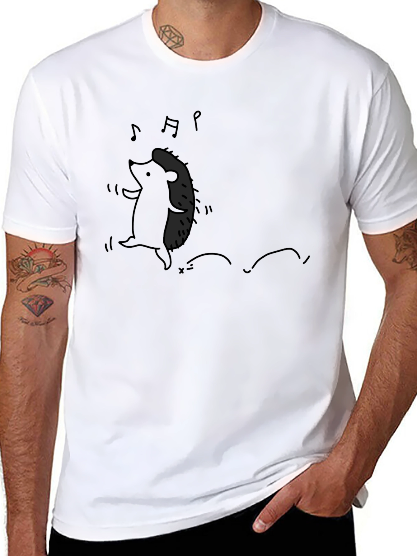 Dancing Hedgehog Graphic Tee - Black