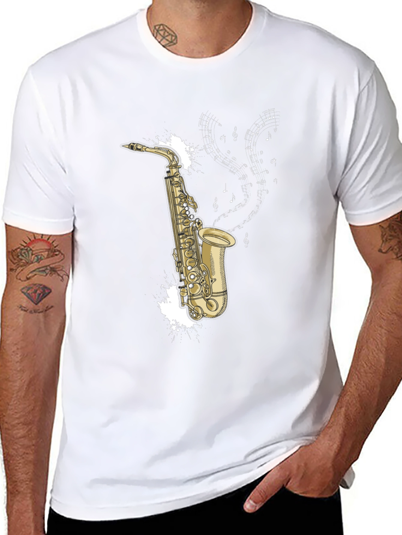 Saxophone Music T-Shirt - Black Graphic Tee