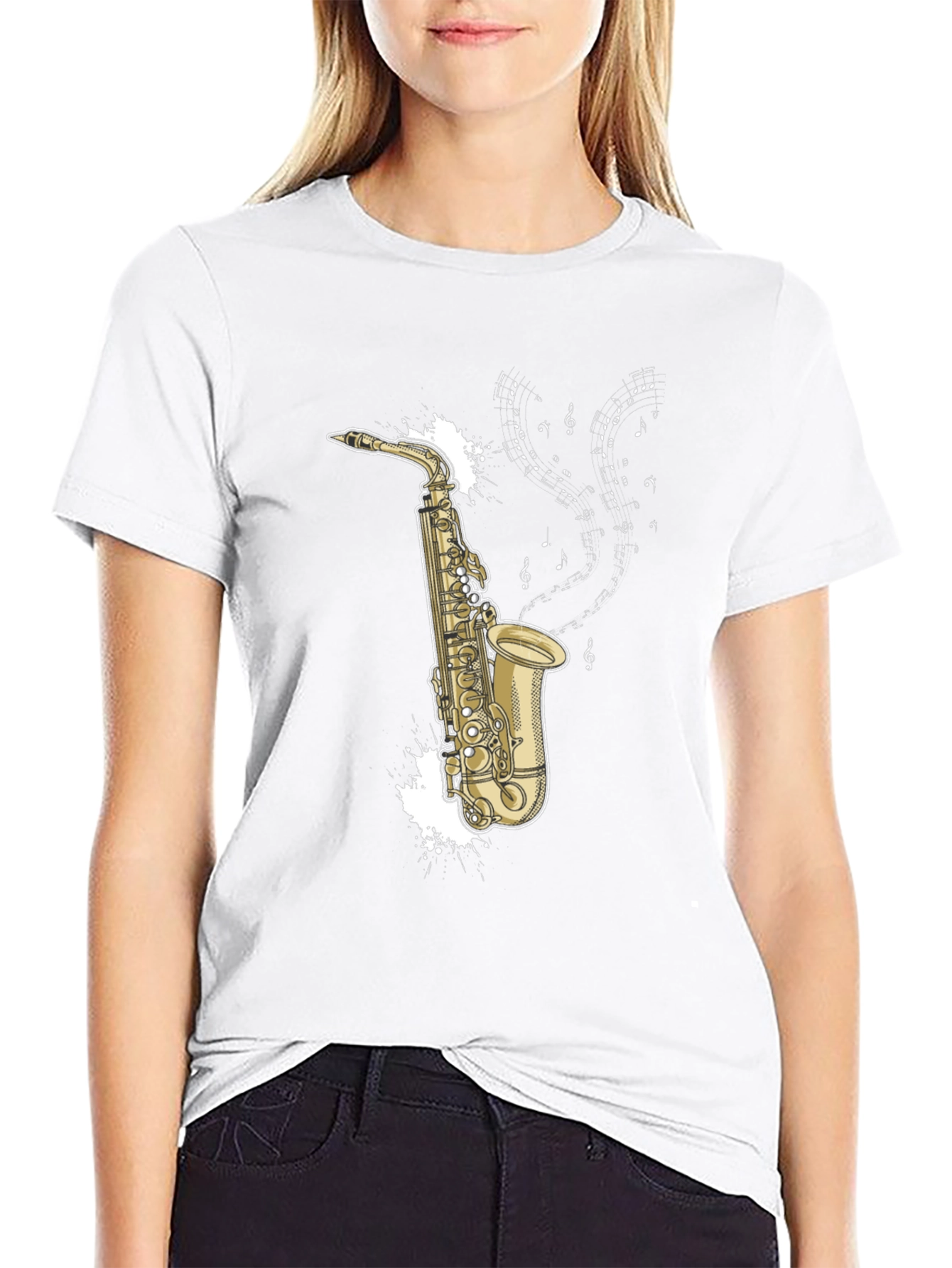 Saxophone Music T-Shirt - Black Graphic Tee