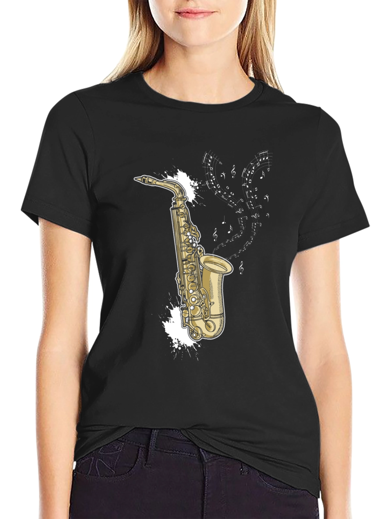 Saxophone Music T-Shirt - Black Graphic Tee
