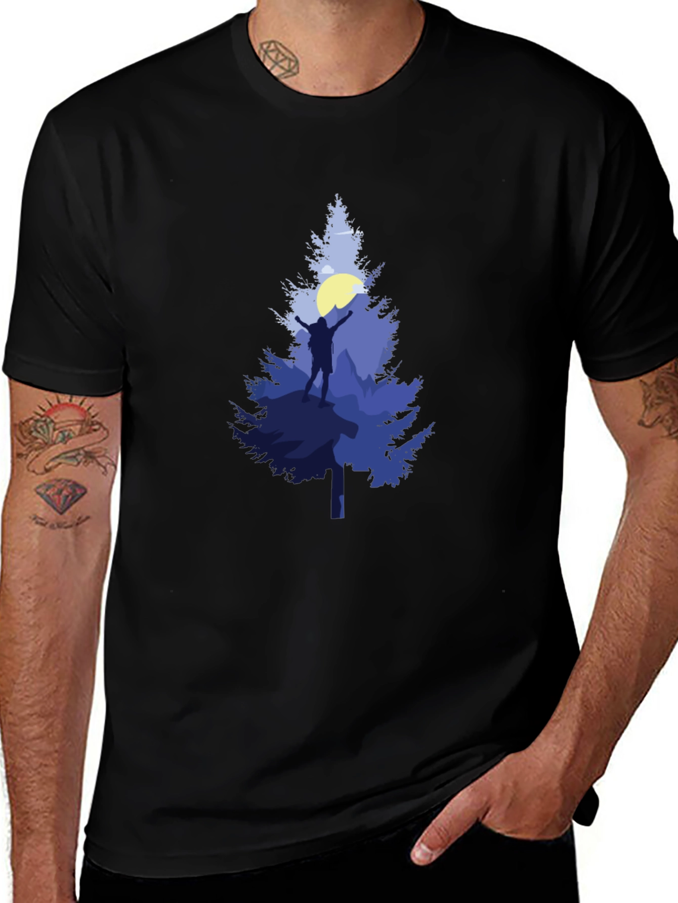 Mountain Hiker Graphic Tee - Black
