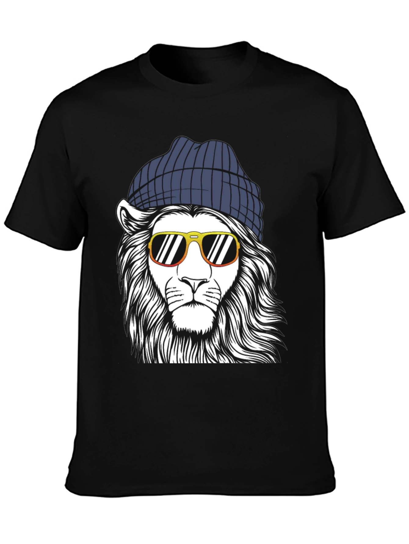 Cool Lion Graphic Tee - Black Cotton Shirt