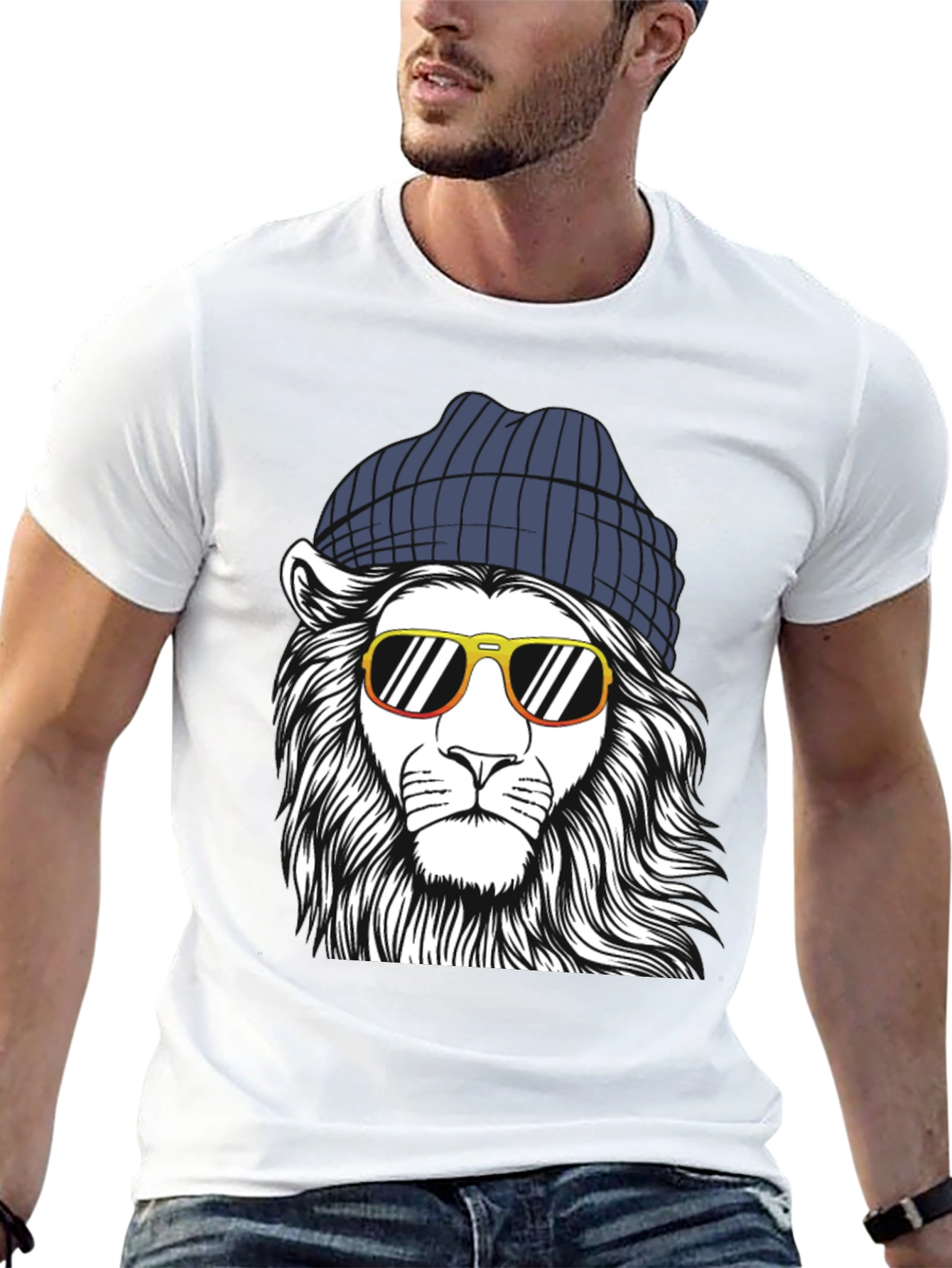 Cool Lion Graphic Tee - Black Cotton Shirt