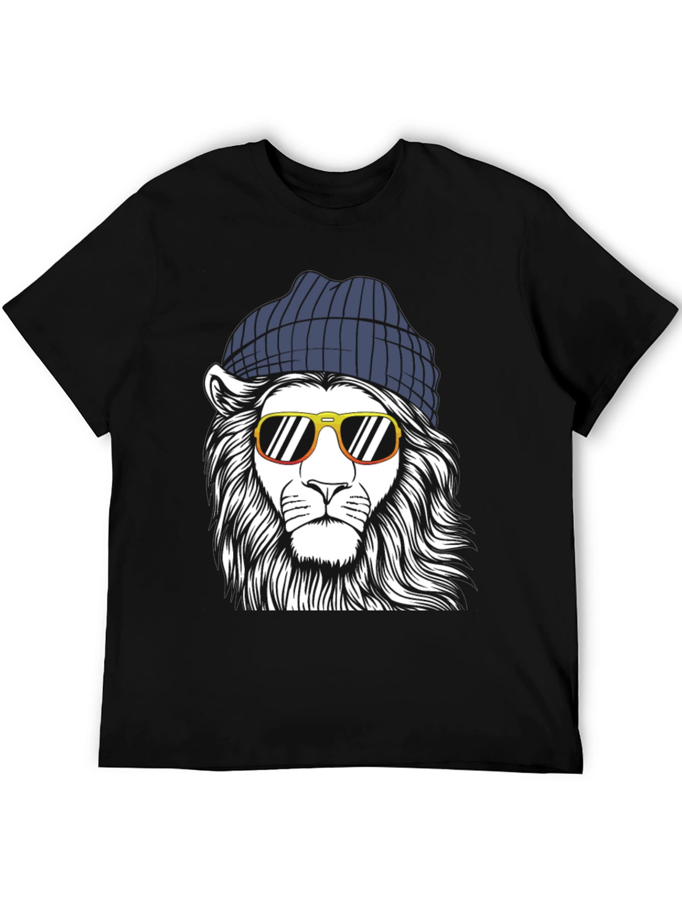 Cool Lion Graphic Tee - Black Cotton Shirt